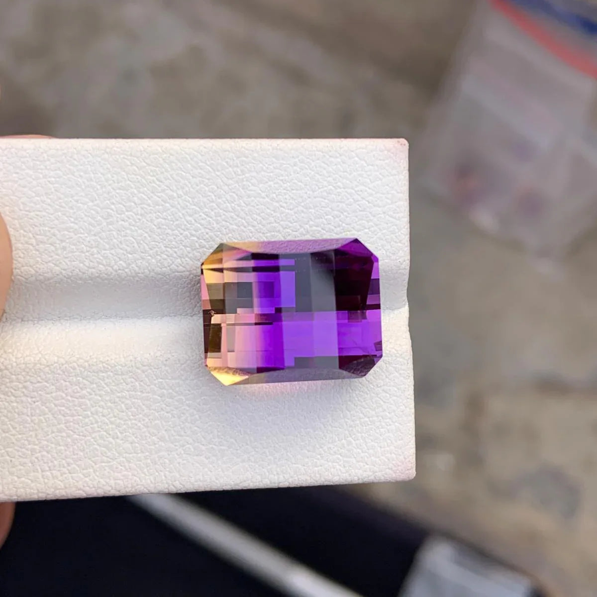 Amethyst gemstone on a white background