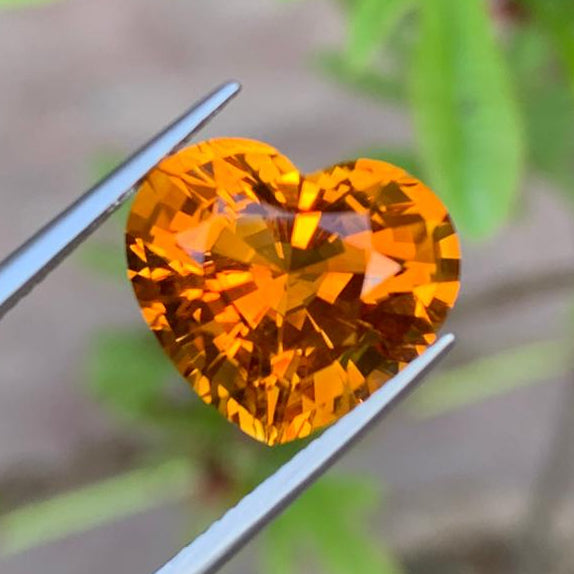 Brazilian Natural Mandarin Citrine Gemstone, 11.05 Carats, Citrine Pendant