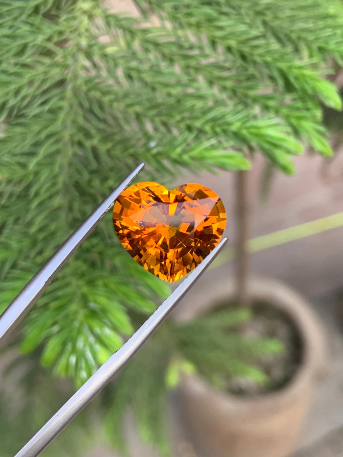 Brazilian Natural Mandarin Citrine Gemstone, 11.05 Carats, Citrine Pendant