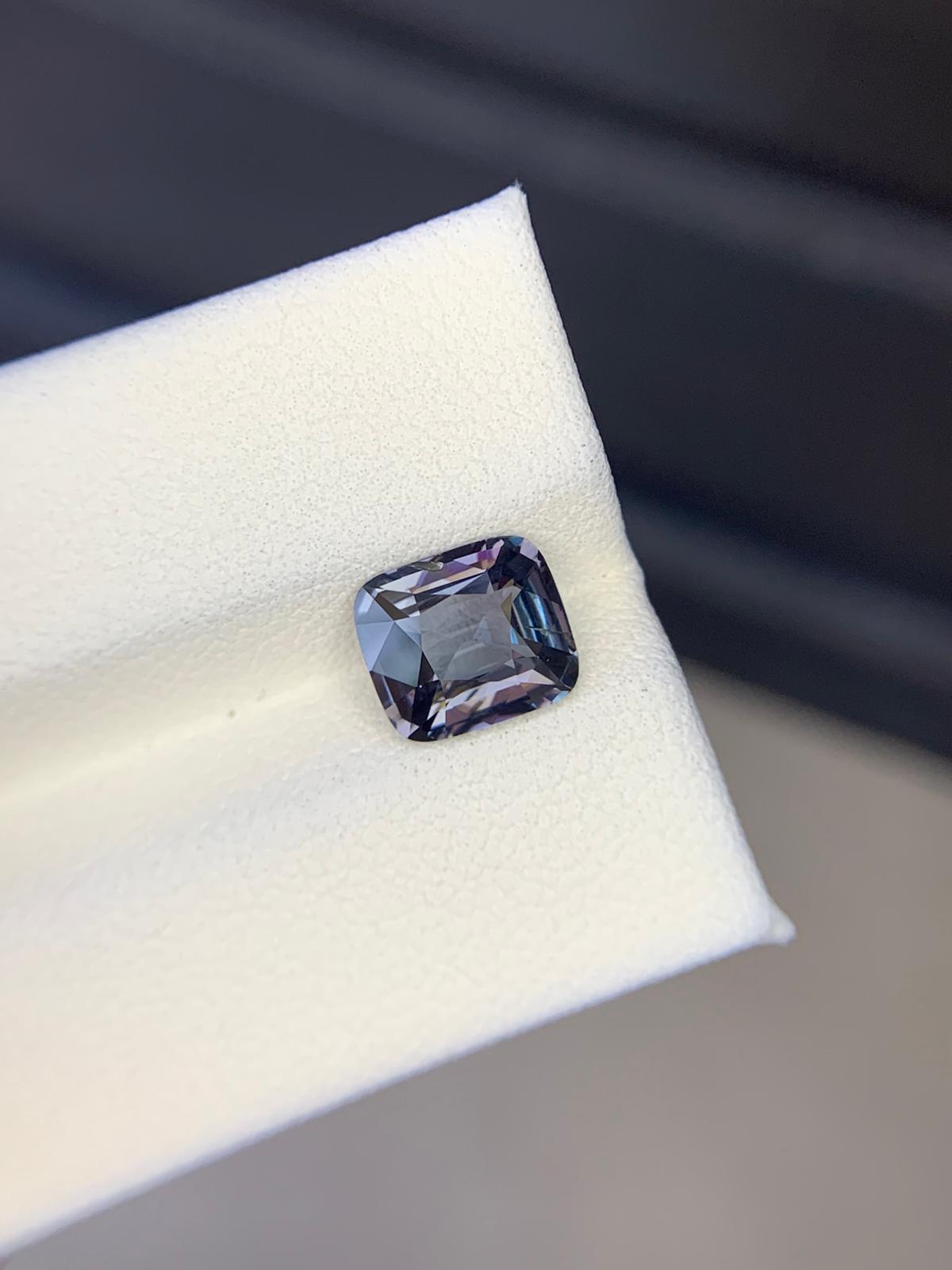 Grey Natural Beautiful Spinel Gemstone For Rings, 2.65 Carats, Cushion Shape, Loose Gemstone From Tanzania