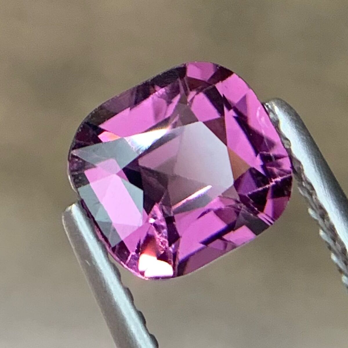 1.56 Carats  Natural Spinel Gemstone Dazzling Pink Color Stone VS Inclusion Cushion Cut From Tanzania