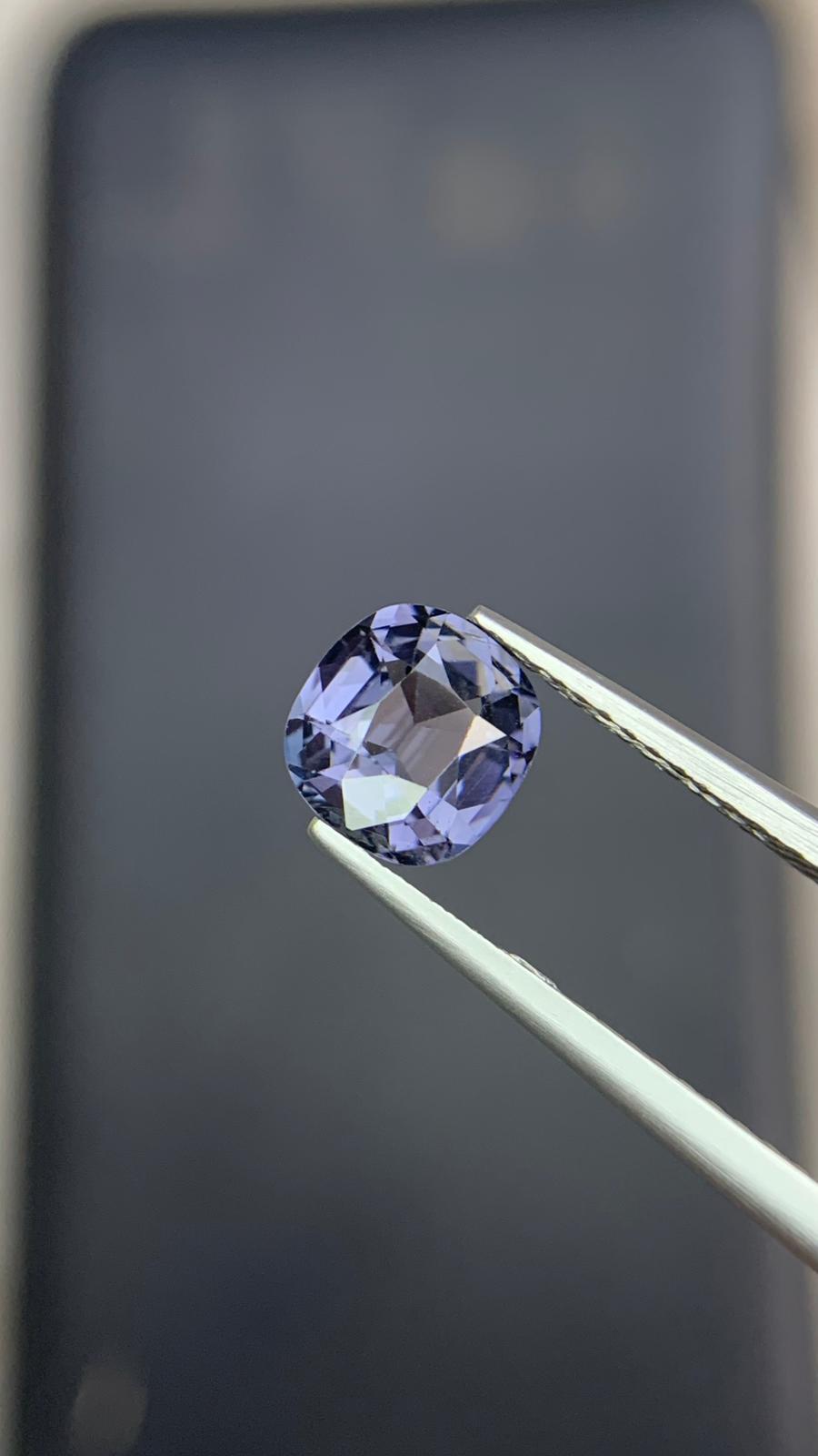 stunning Natural Purplish Gray Spinel  Stone 1.44 Ct Loose Gemstone Cushion Cut AA Clean From Tanzania