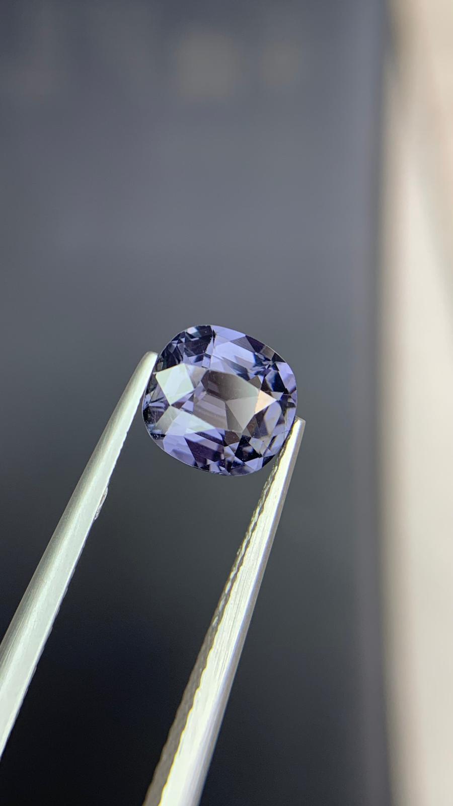 stunning Natural Purplish Gray Spinel  Stone 1.44 Ct Loose Gemstone Cushion Cut AA Clean From Tanzania