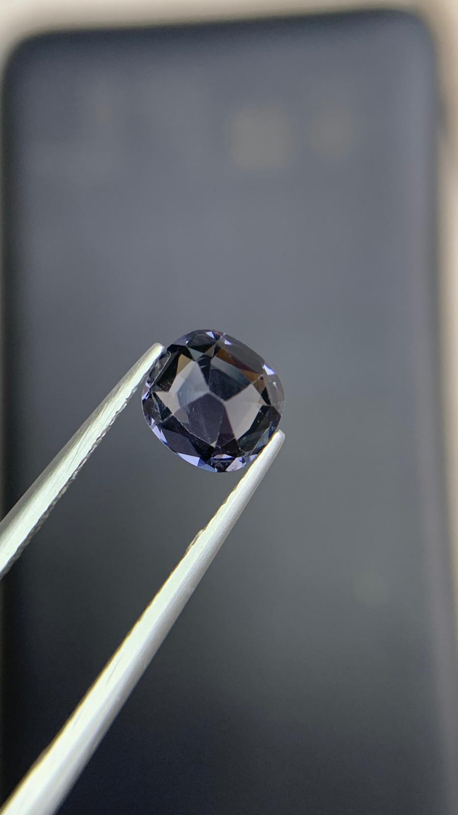 stunning Natural Purplish Gray Spinel  Stone 1.44 Ct Loose Gemstone Cushion Cut AA Clean From Tanzania