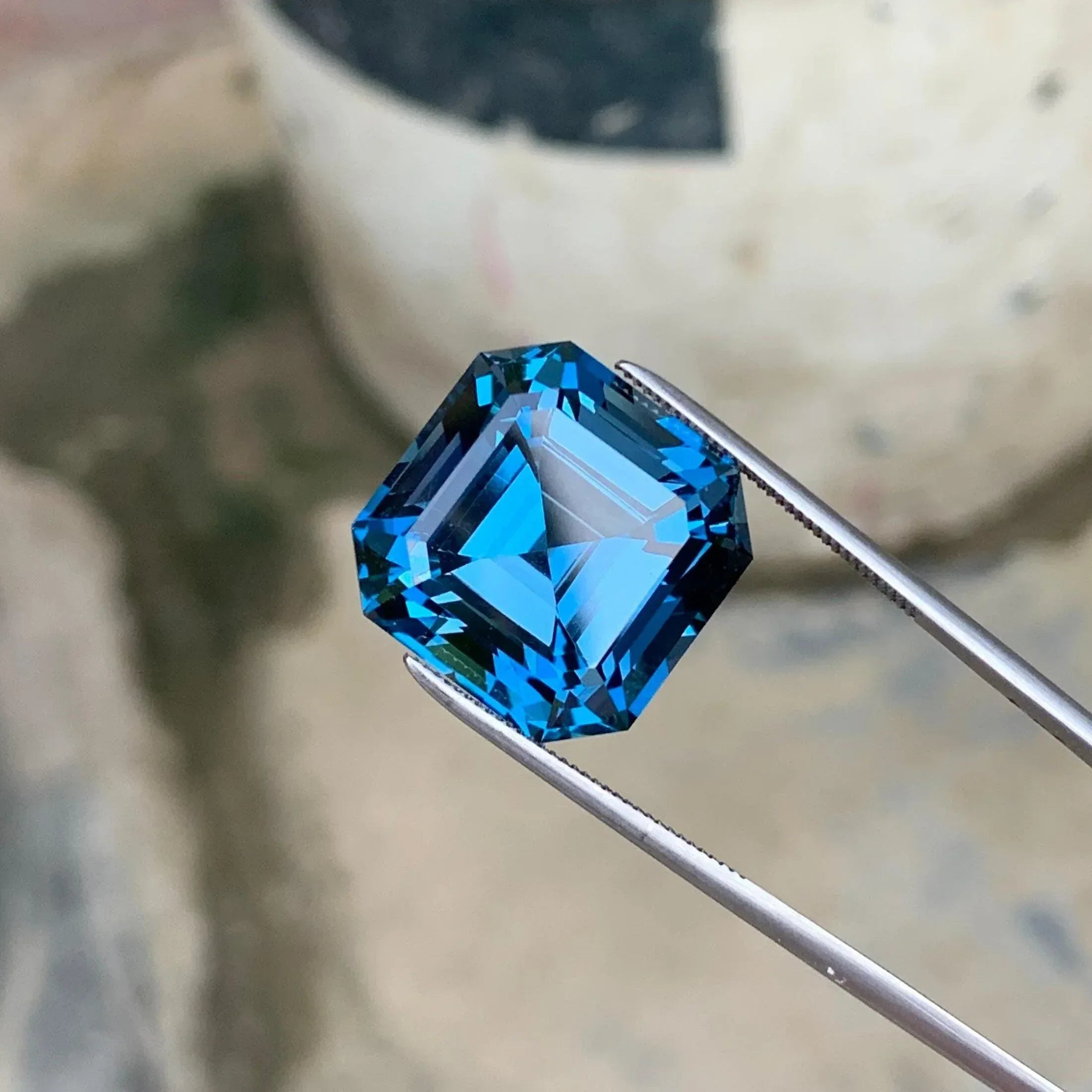 Buy London Blue Topaz Gemstone – Premium 23.80 Ct Asscher Cut Secondary image