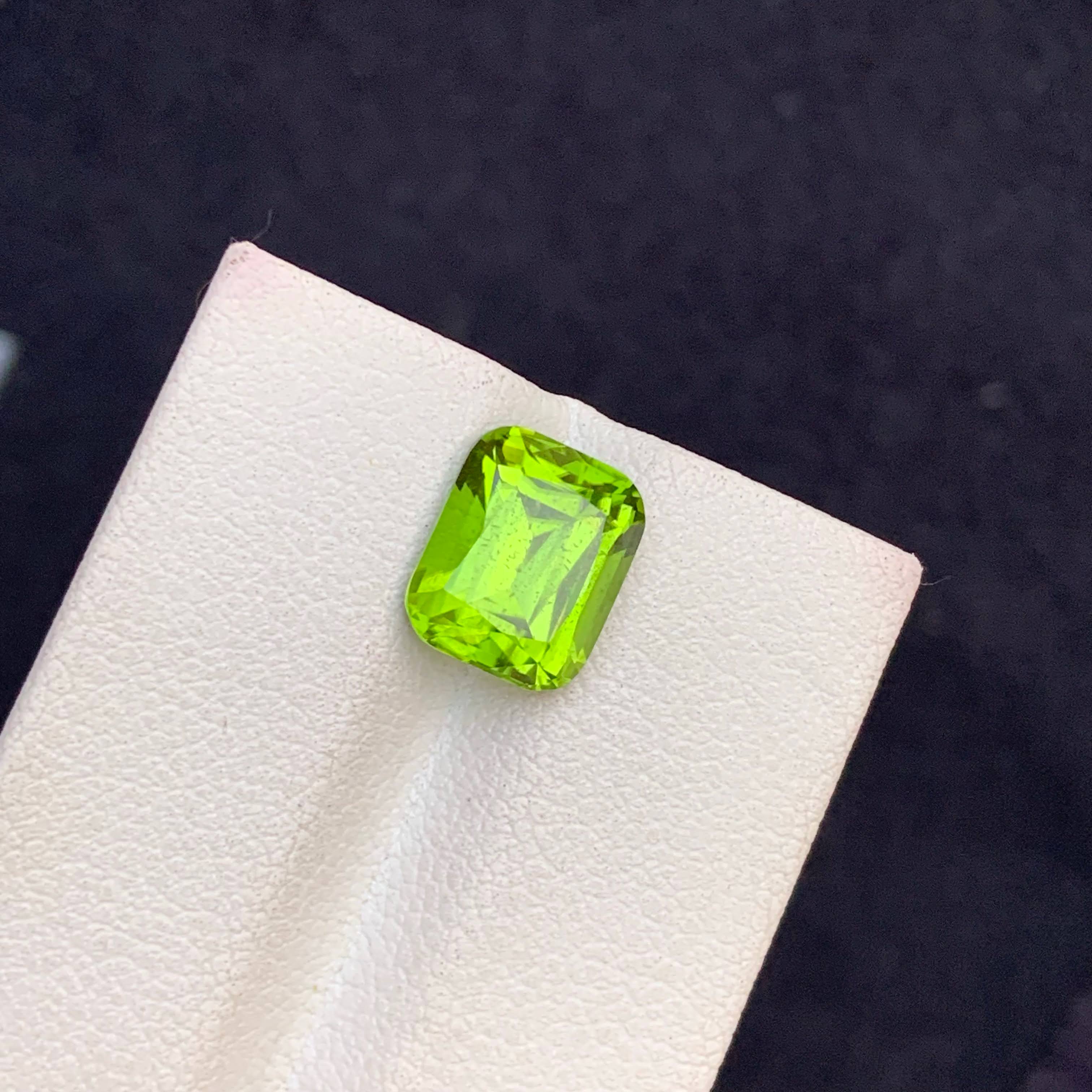 Natural Peridot 4.12 Ct Pakistan Green Loose Gemstone Cushion Cut Untreated August Birthstone