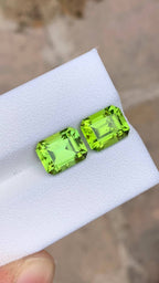 Natural Peridot Pair 7.11 Ct Matching Loose Gemstones | Pakistan Peridot Pair | Untreated Green Gems for Earrings & Jewelry