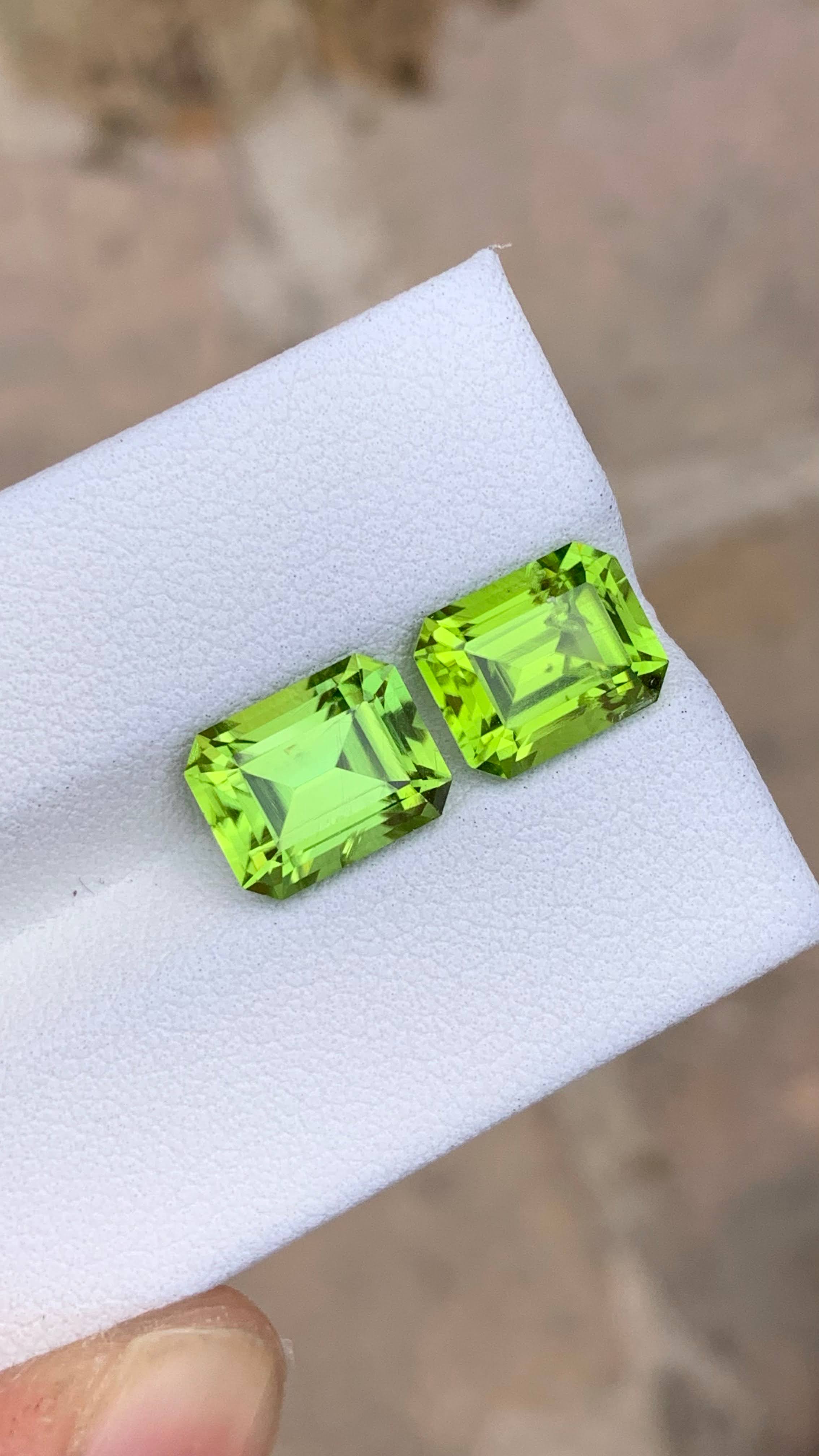 Natural Peridot Pair 7.11 Ct Matching Loose Gemstones | Pakistan Peridot Pair | Untreated Green Gems for Earrings & Jewelry