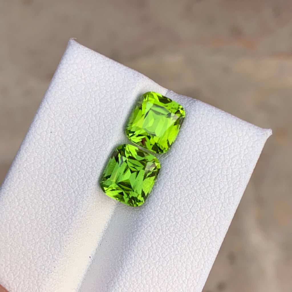 Natural Peridot Pair 5.52 Ct Matching Gemstones | Eye Clean Pakistan Peridot | Untreated Green Loose Gems | Earring Pair