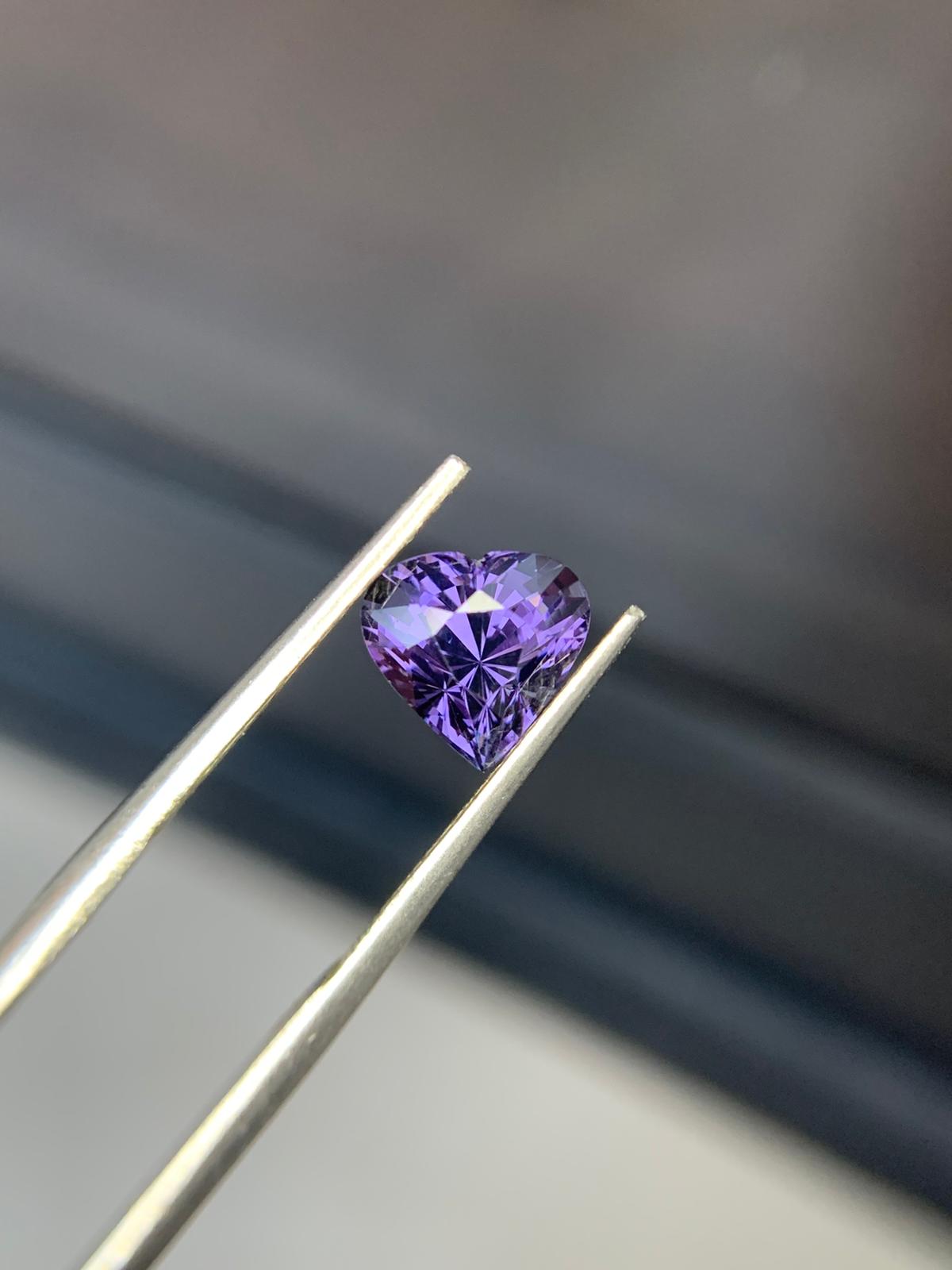 Natural Purple Heart Shape Spinel Gemstone For Making Rings, 2.56 Carats Loose Gemstone For Jewelry