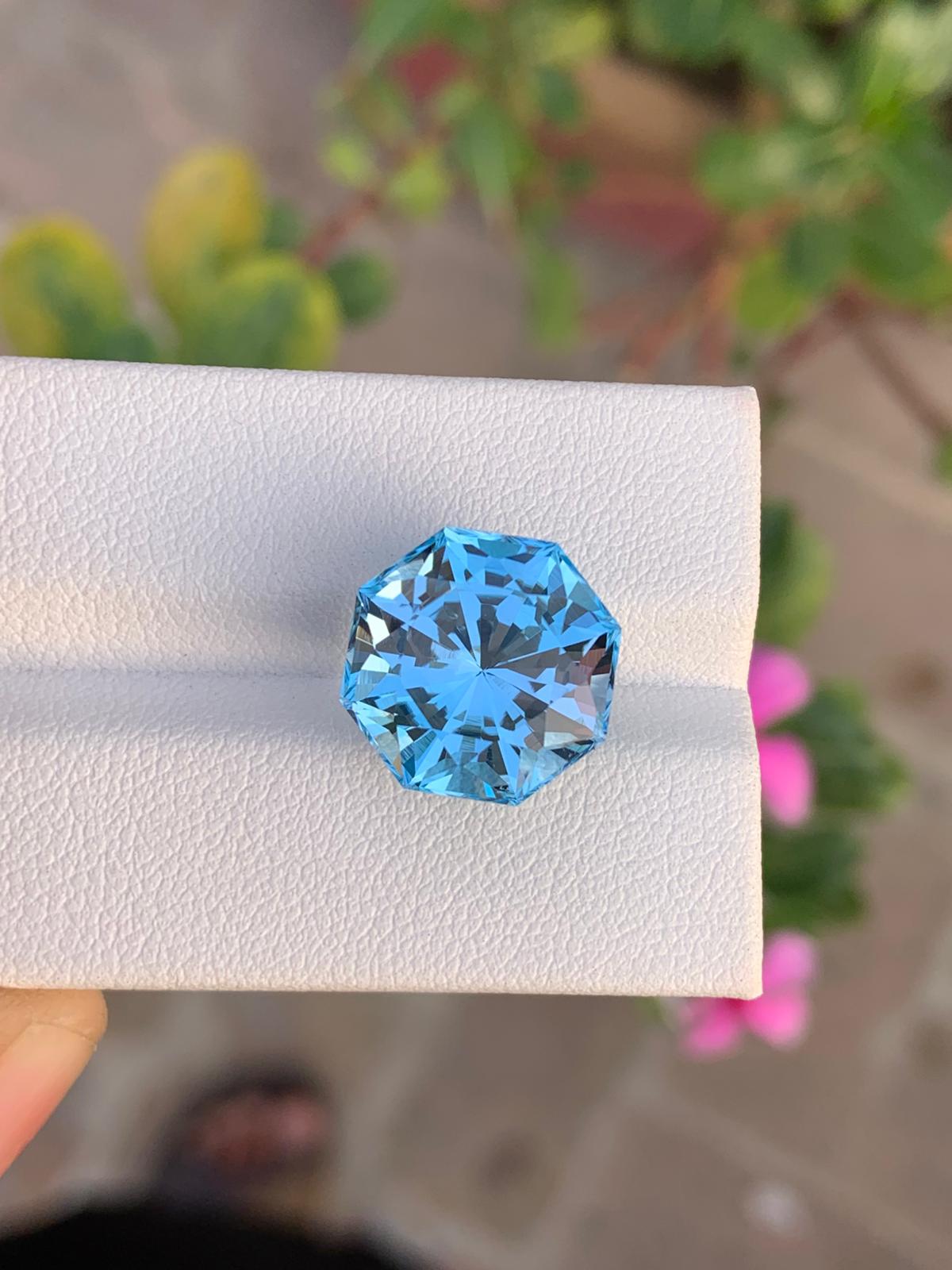 13.1 Carat Swiss Blue Topaz, Natural Beauty, Hexagonal Cut Loose Gemstone
