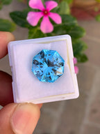 13.1 Carat Swiss Blue Topaz, Natural Beauty, Hexagonal Cut Loose Gemstone
