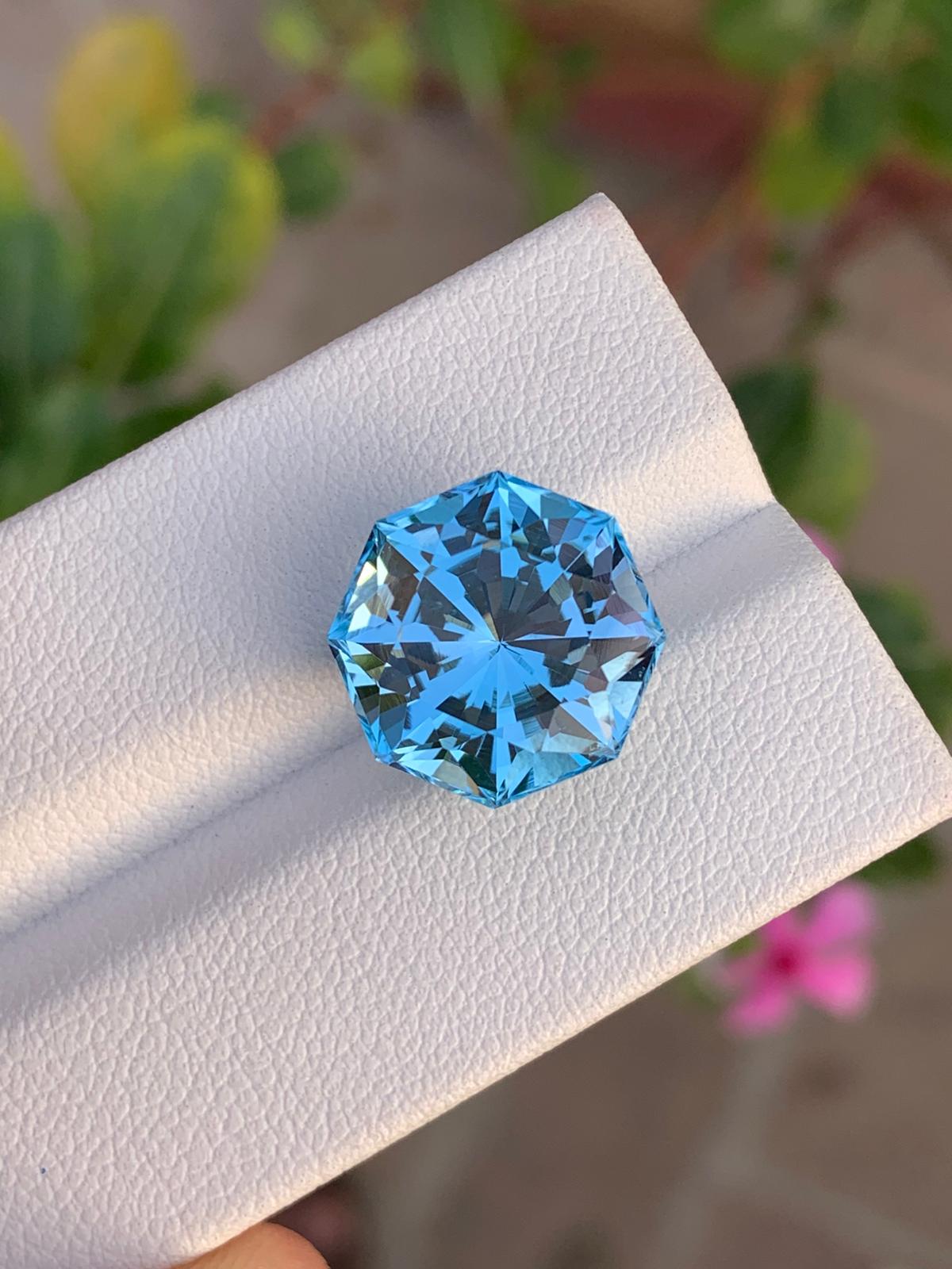 13.1 Carat Swiss Blue Topaz, Natural Beauty, Hexagonal Cut Loose Gemstone