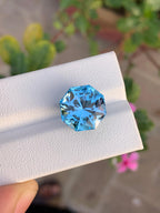 13.1 Carat Swiss Blue Topaz, Natural Beauty, Hexagonal Cut Loose Gemstone