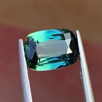 Certified Natural Bi-Color Tourmaline 1.57 Ct | Blue Green Tourmaline | GGI Report | Cushion Cut Gemstone Main image