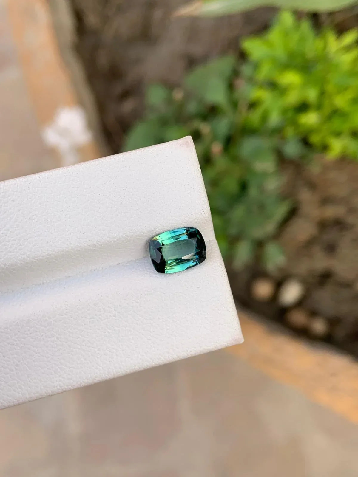 Certified Natural Bi-Color Tourmaline 1.57 Ct | Blue Green Tourmaline | GGI Report | Cushion Cut Gemstone