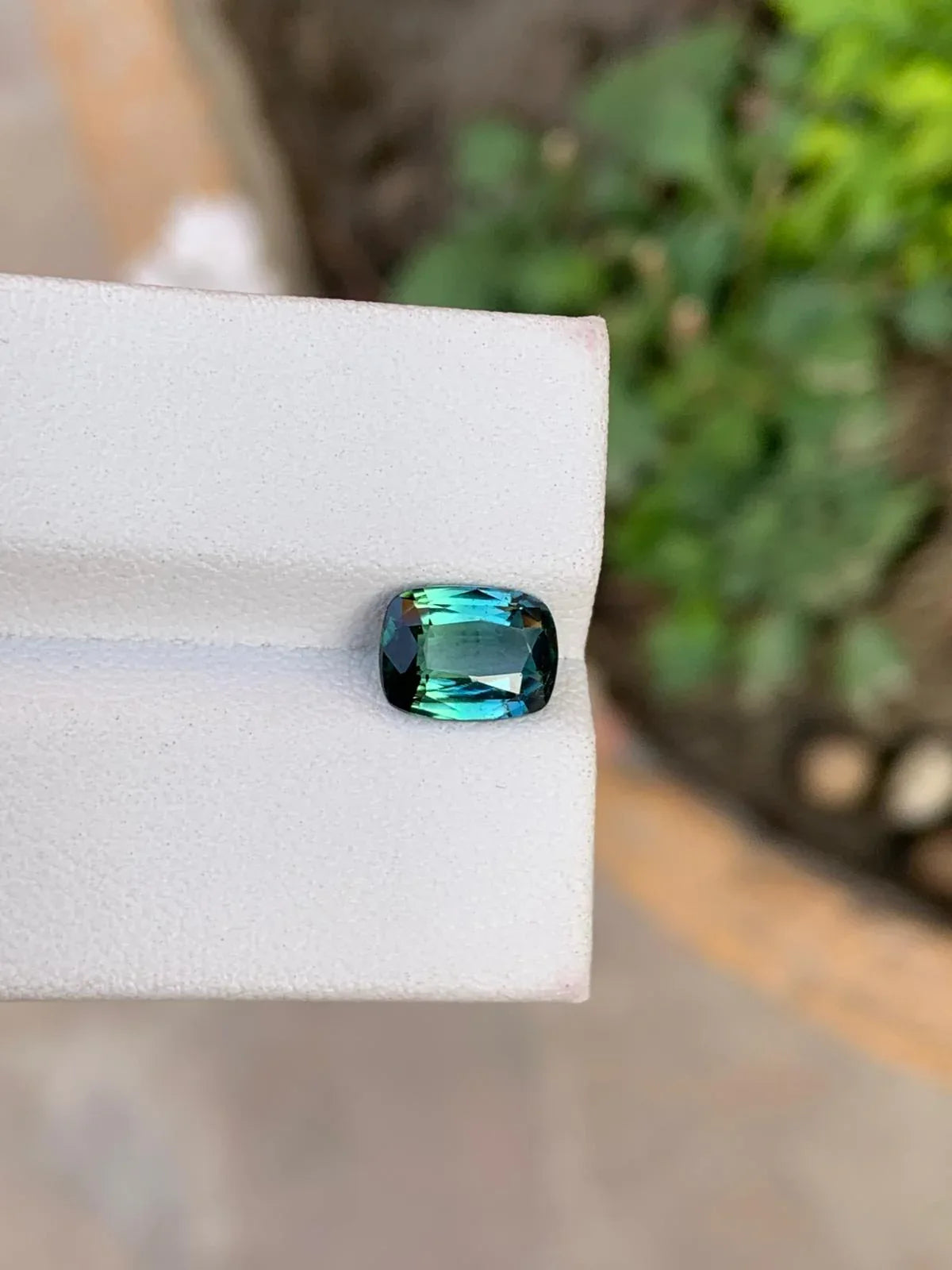 Certified Natural Bi-Color Tourmaline 1.57 Ct | Blue Green Tourmaline | GGI Report | Cushion Cut Gemstone