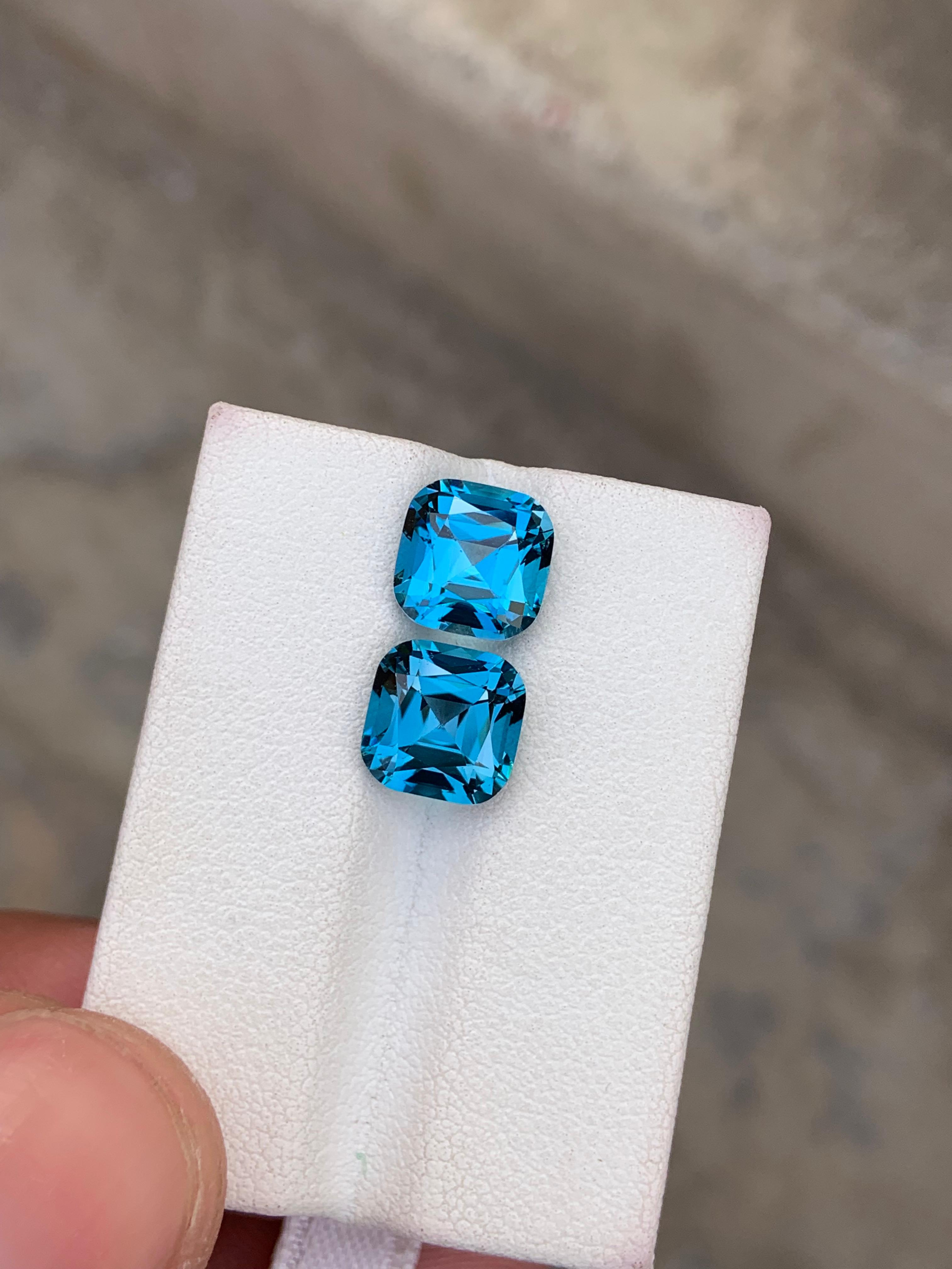Royal London Blue Topaz – 7.00 Ct Eye-Clean Brazilian Gem | 8×8 mm Cushion Cut