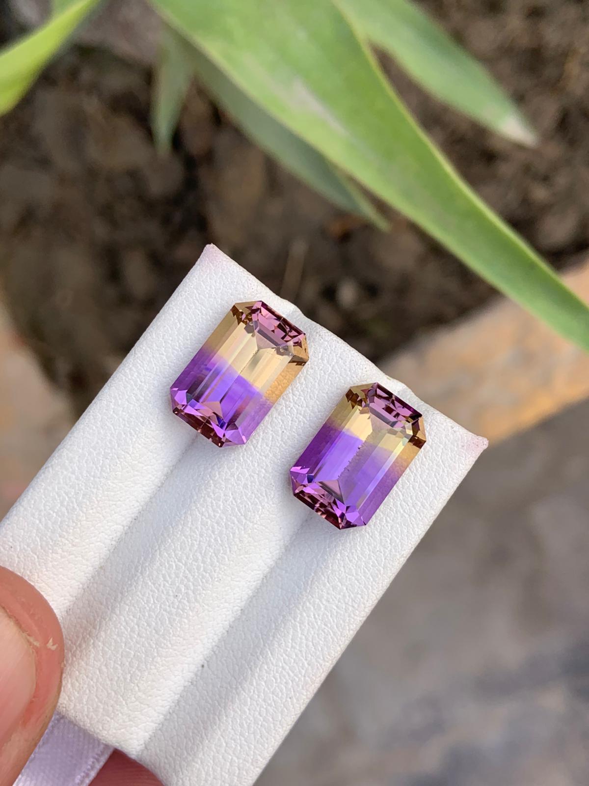 Natural Bolivian Ametrine Pair – 10.05 Ct Eye-Clean Matched Gems | Untreated Ametrine for Fine Jewelry