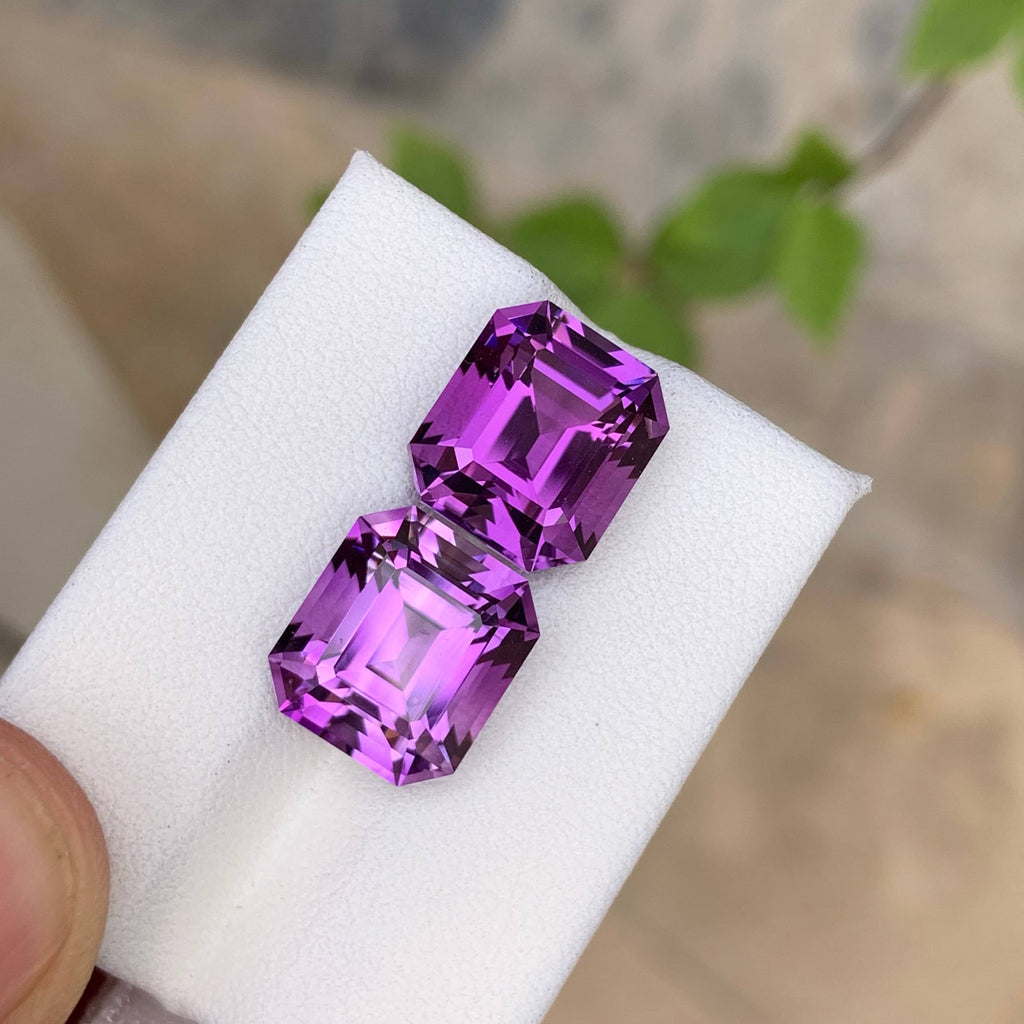 Natural Purple Amethyst Pair 15.27 Ct Matching Loose Gemstones | Eye Clean Brazil Amethyst | Untreated Jewelry Making Stones