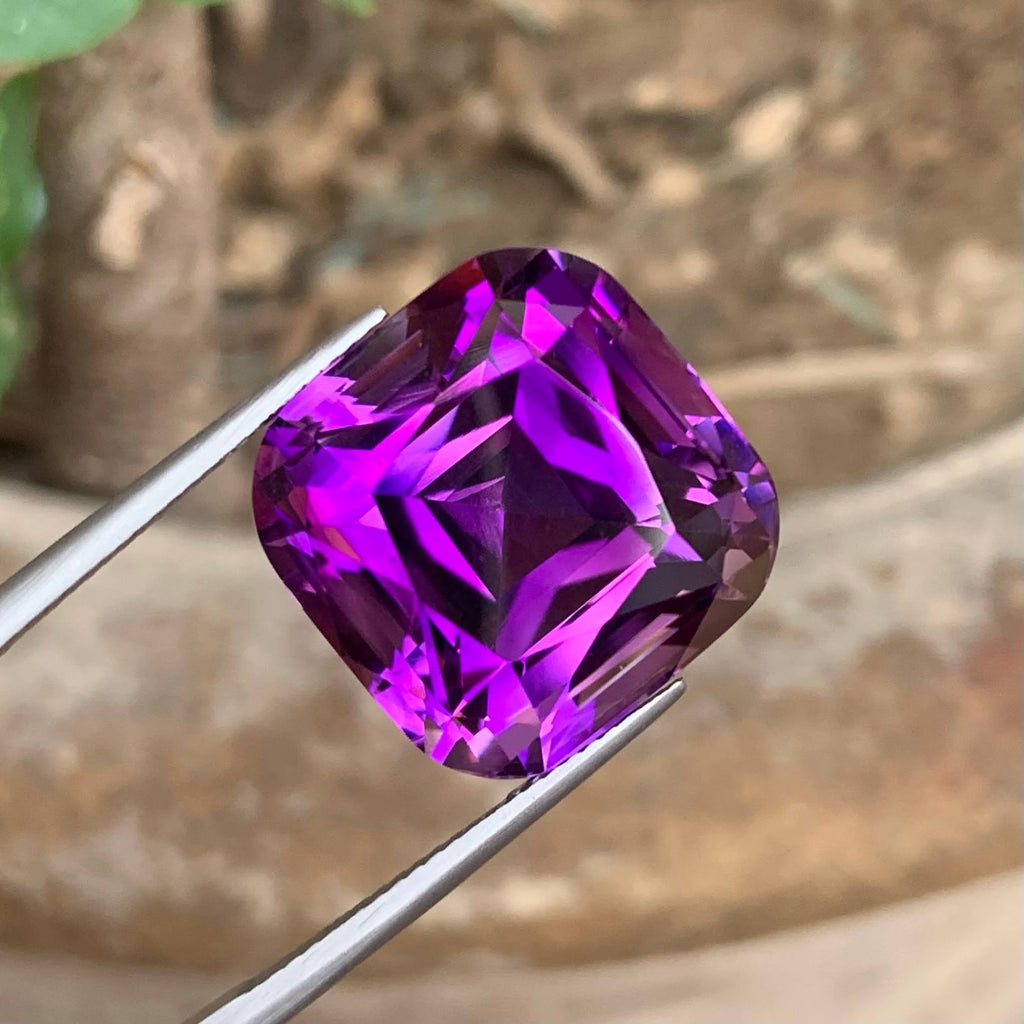 Natural Purple Amethyst 27.57 Ct Cushion Cut Loose Gemstone | Loupe Clean Brazilian Amethyst | Untreated Fine Jewelry Gem