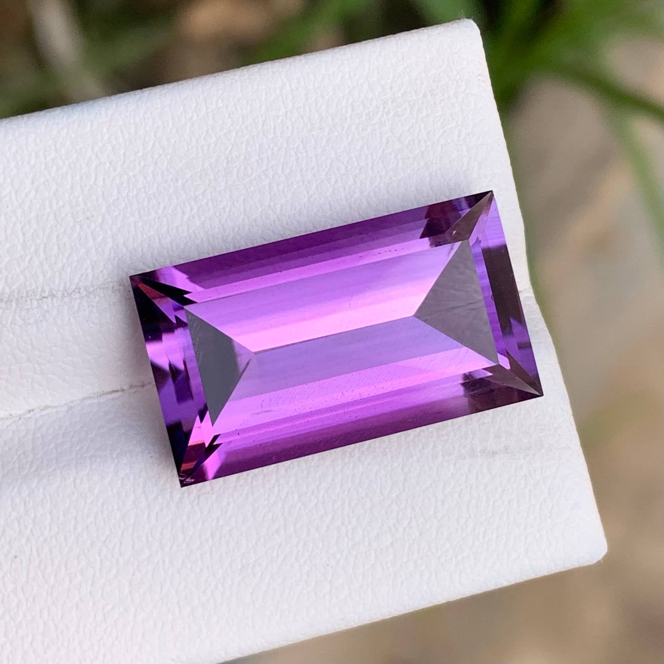 Natural Brazilian Amethyst 13.31 Ct Baguette Cut Loose Gemstone | Eye Clean Purple Quartz | Untreated Fine Jewelry Gem