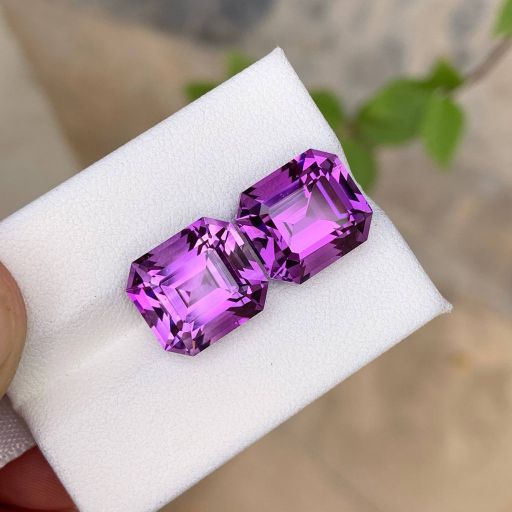 Natural Purple Amethyst Pair 15.27 Ct Matching Loose Gemstones | Eye Clean Brazil Amethyst | Untreated Jewelry Making Stones
