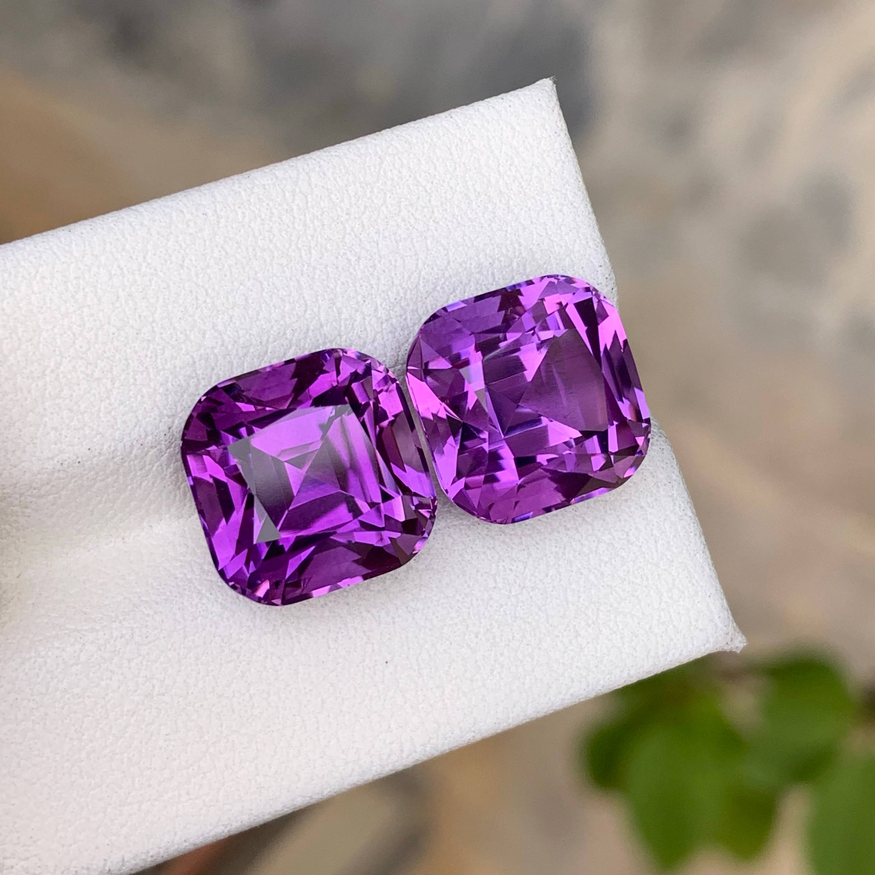 Natural Purple Amethyst Pair 17.37 Ct Matching Loose Gemstones | Eye Clean Brazil Amethyst | Untreated Jewelry Making Gems