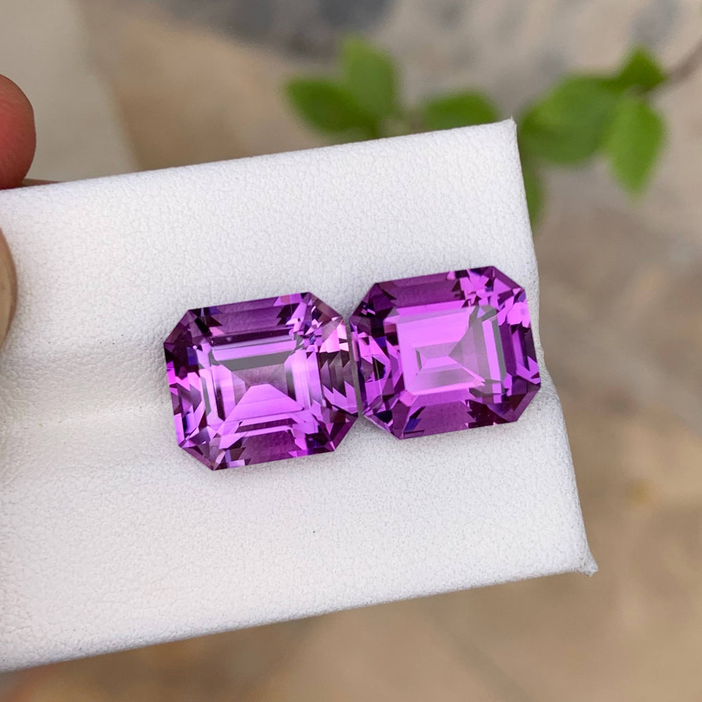 Natural Purple Amethyst Pair 15.27 Ct Matching Loose Gemstones | Eye Clean Brazil Amethyst | Untreated Jewelry Making Stones