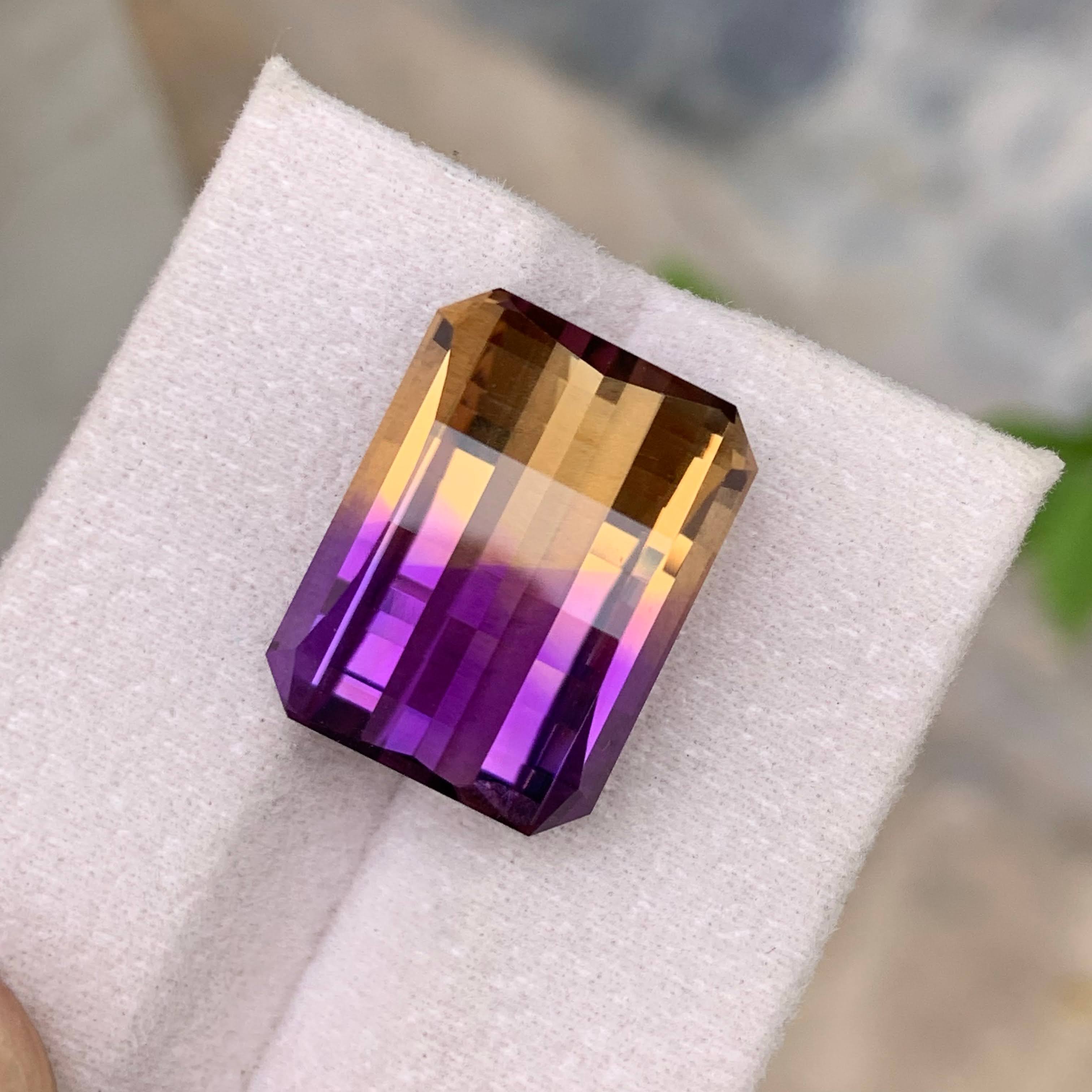 Natural Ametrine 22.46 Ct Pixel Cut Loose Gemstone | Loupe Clean Bolivia Ametrine | Untreated Bi-Color Quartz Gem