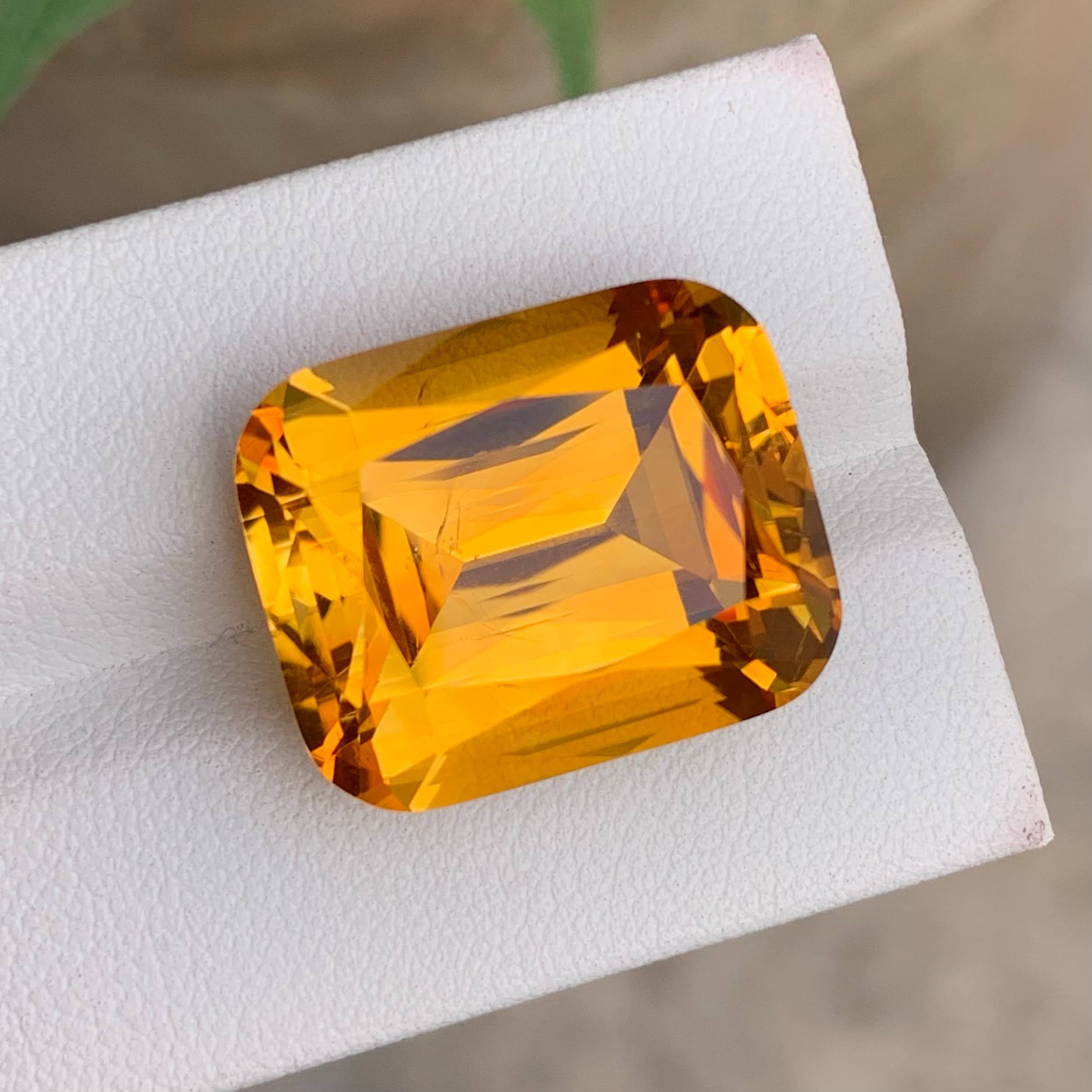 Natural Mandarin Citrine 25.39 Ct Cushion Cut Loose Gemstone | Orange African Citrine | Untreated Large Fine Jewelry Gem