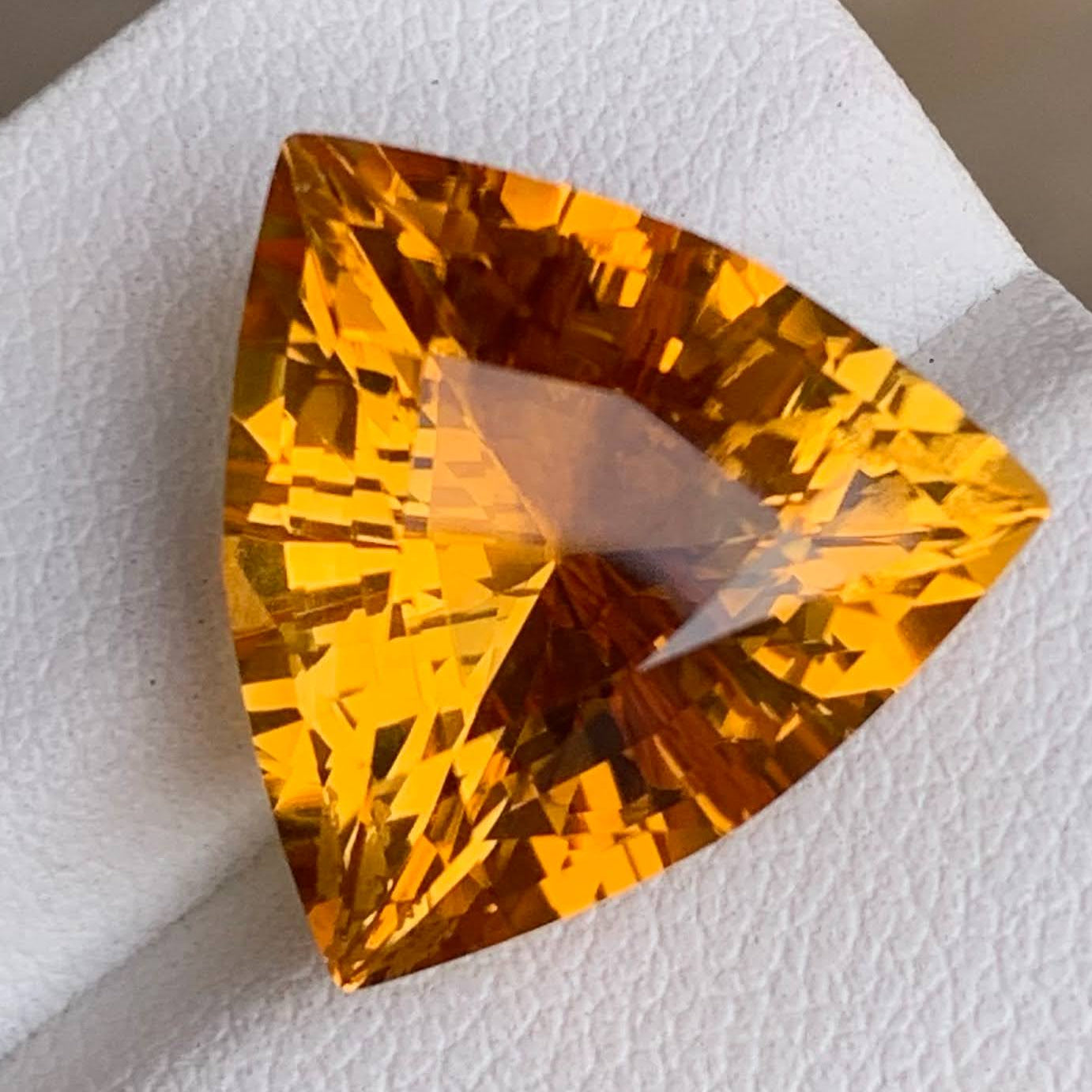 Natural Mandarin Citrine 11.90 Ct Trillion Cut Loose Gemstone | Eye Clean African Citrine | Untreated Golden Orange Fine Jewelry Gem Main image