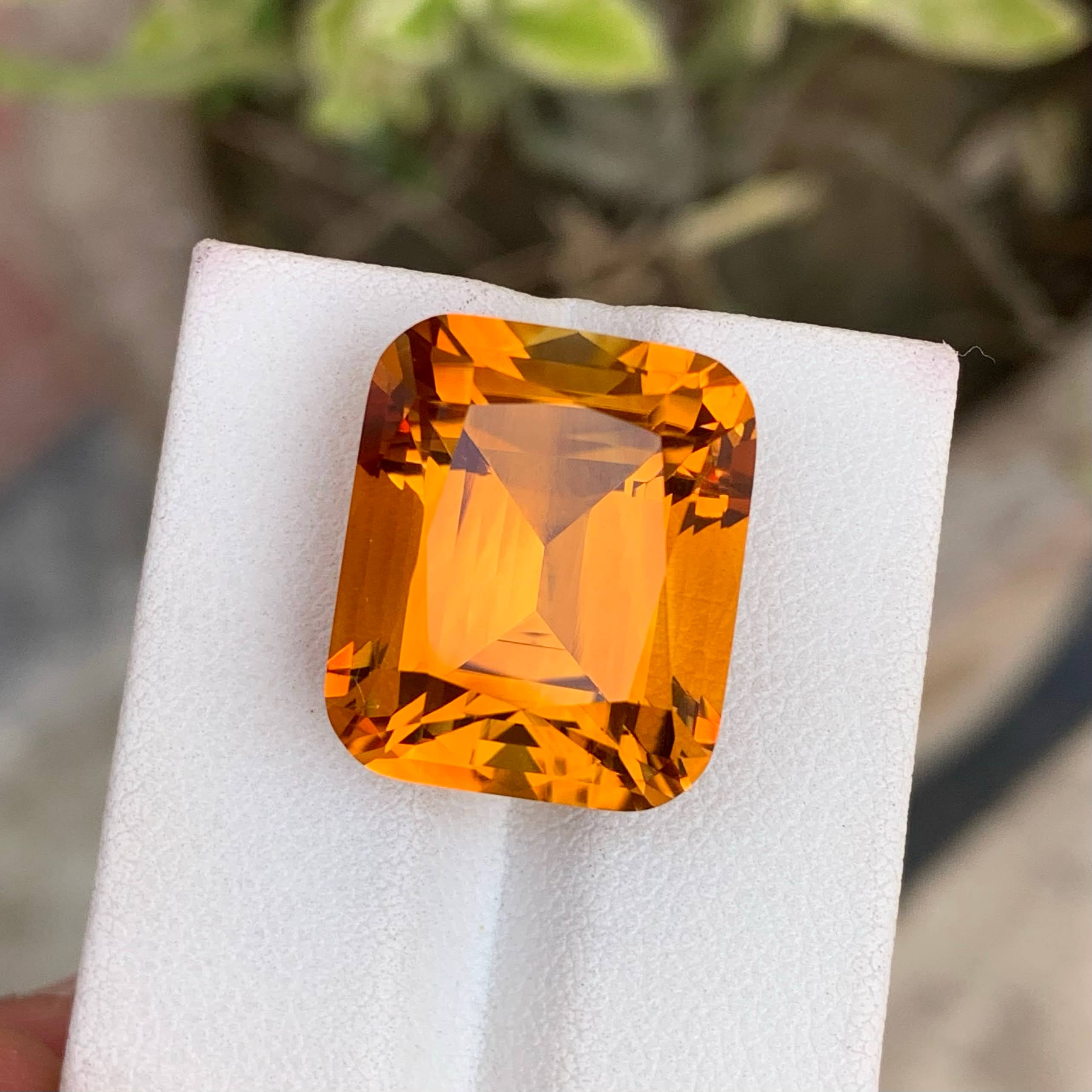 Natural Mandarin Citrine 21.70 Ct Loose Gemstone | Loupe Clean Brazil Citrine | Untreated Large Collector Jewelry Gem