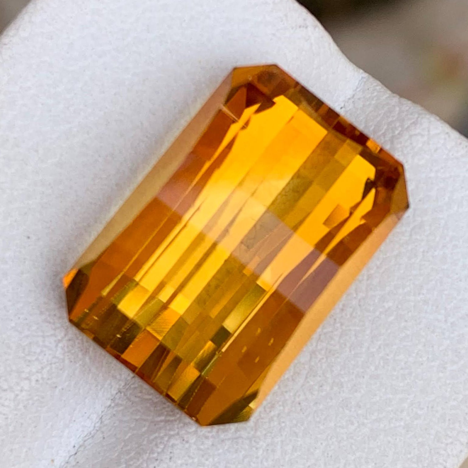 Natural Mandarin Citrine 11.46 Ct Pixel Cut Loose Gemstone | Eye Clean Brazil Citrine | Untreated Fine Jewelry Gem Main image