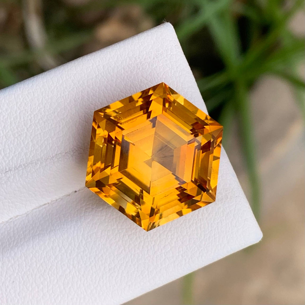 Natural Hexagonal Citrine 18.57 Ct Loose Gemstone | Loupe Clean African Citrine | Untreated Fancy Hexagon Cut Fine Jewelry Gem