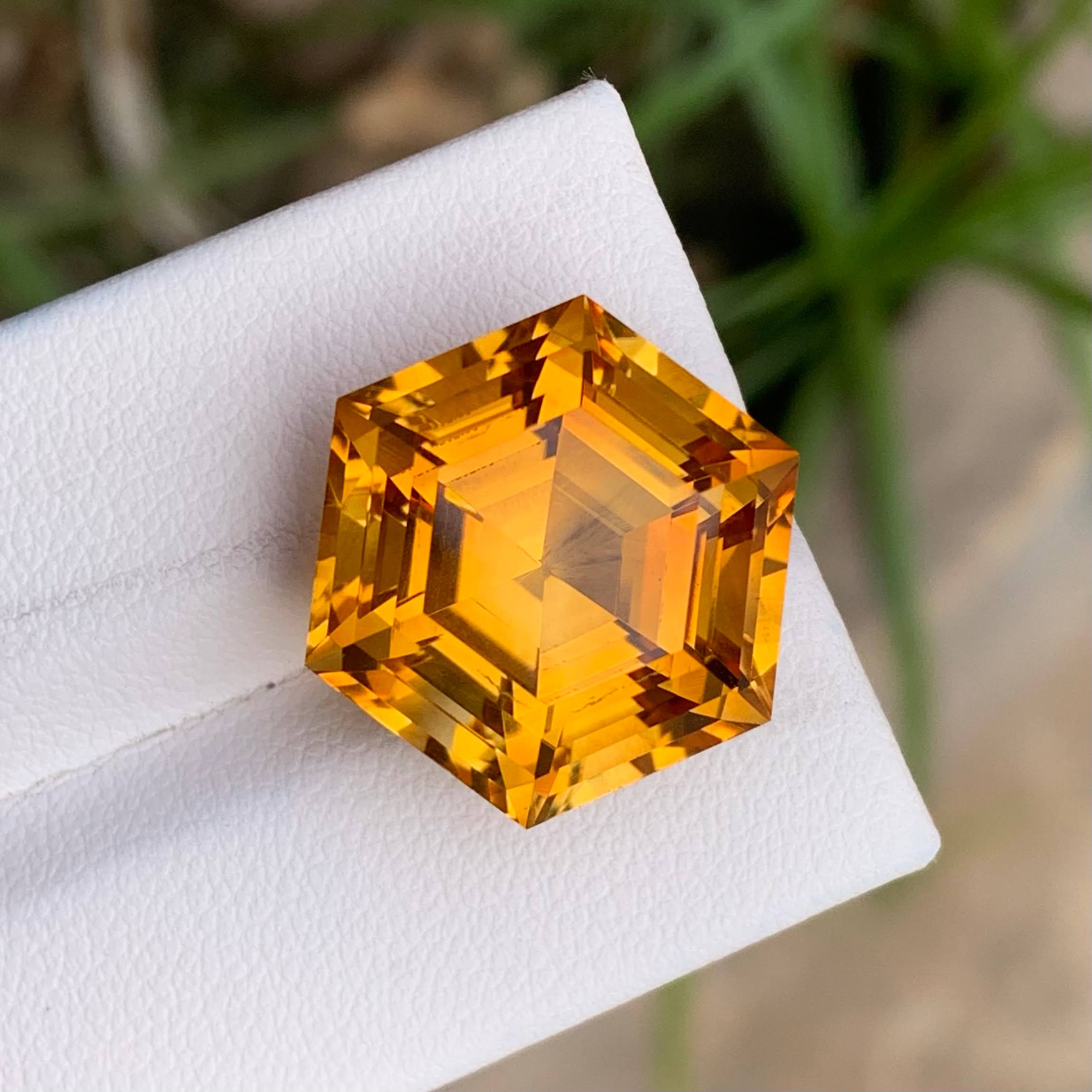 Natural Hexagonal Citrine 18.57 Ct Loose Gemstone | Loupe Clean African Citrine | Untreated Fancy Hexagon Cut Fine Jewelry Gem