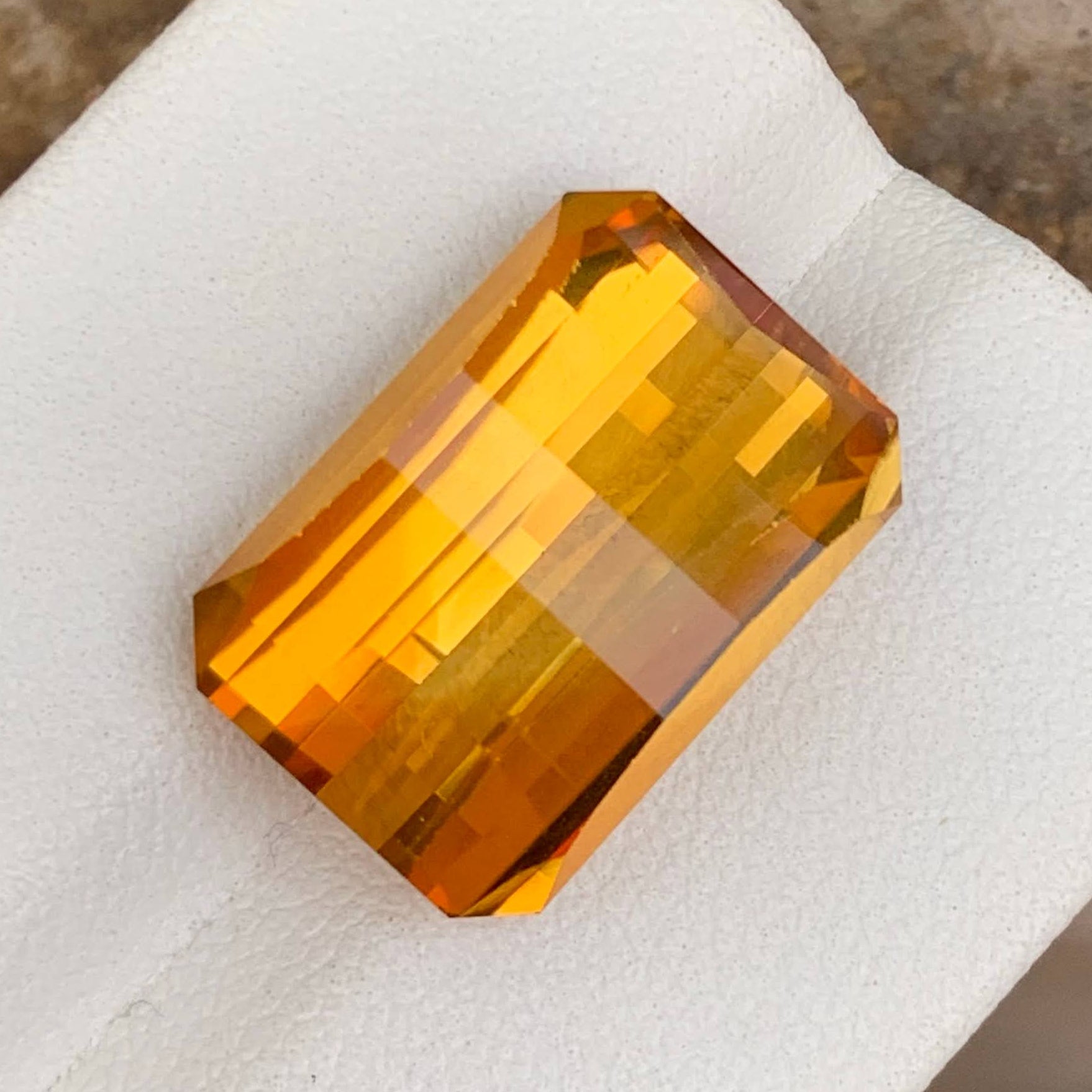 Natural Mandarin Citrine Loose Gemstone | Weight 11.48 Carat | Pixel Cut Untreated  Loose Gemstone Main image