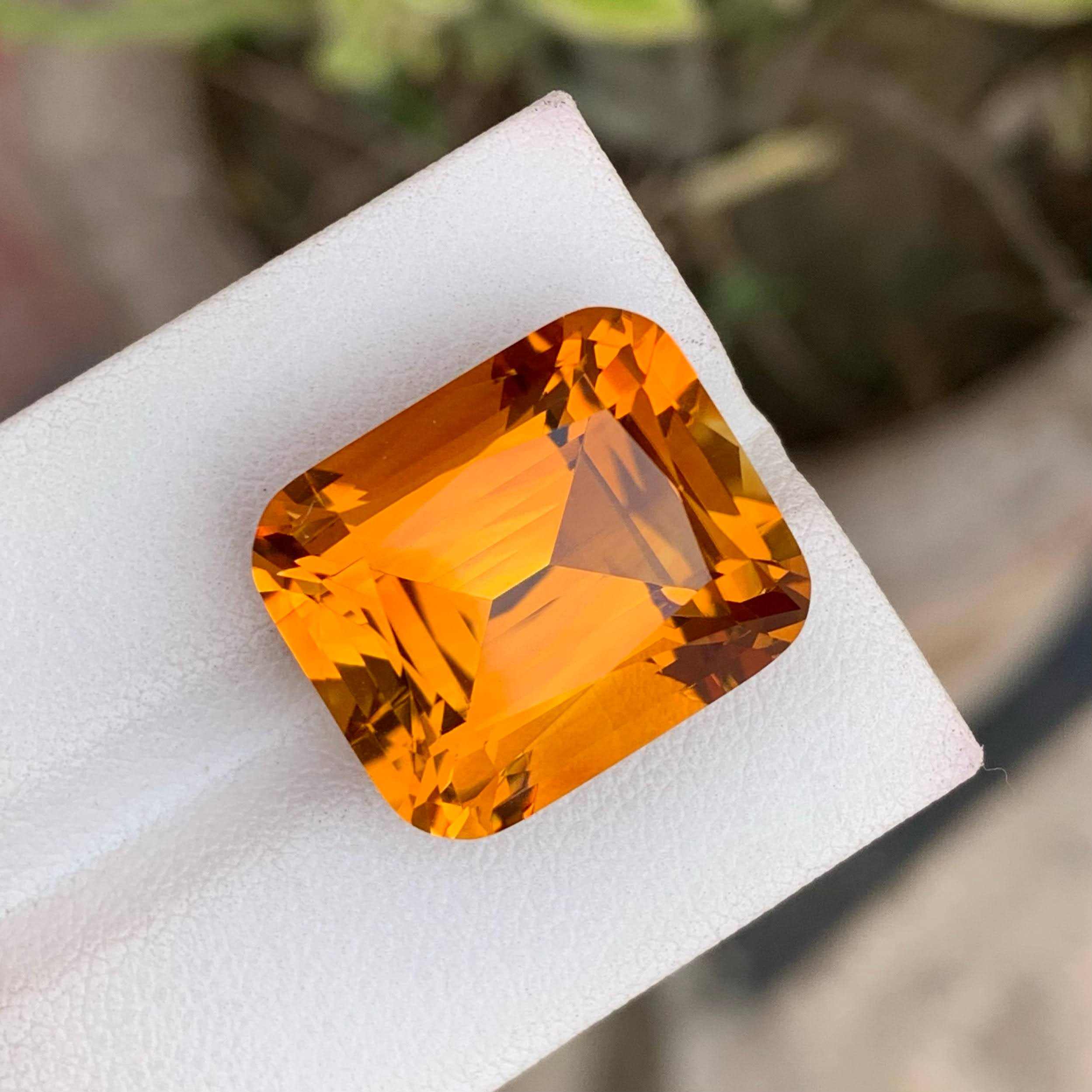 Natural Mandarin Citrine 21.70 Ct Loose Gemstone | Loupe Clean Brazil Citrine | Untreated Large Collector Jewelry Gem