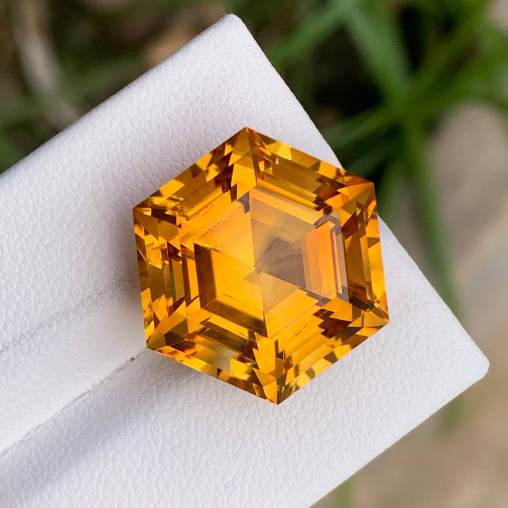 Natural Hexagonal Citrine 18.57 Ct Loose Gemstone | Loupe Clean African Citrine | Untreated Fancy Hexagon Cut Fine Jewelry Gem