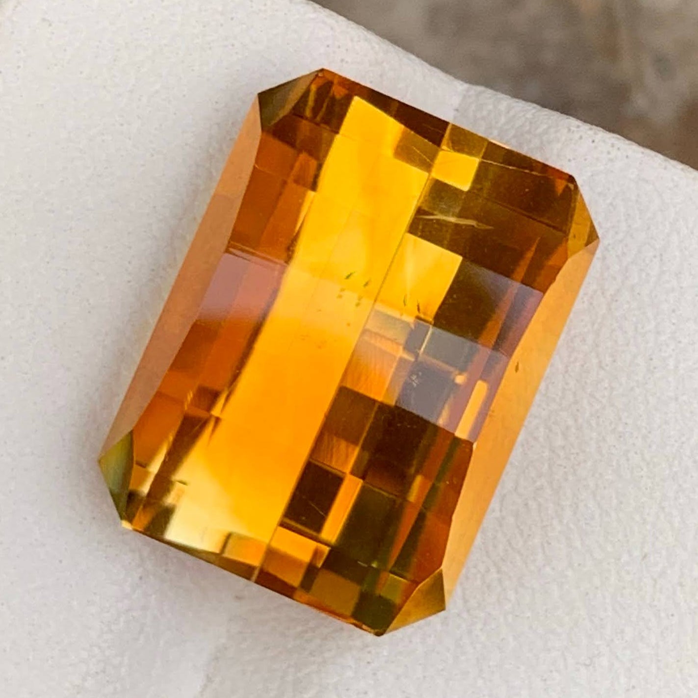 Natural Pixel Cut Mandarin Citrine 13.53 Ct Loose Gemstone | Brazilian Citrine | VSI Untreated Designer Fine Jewelry Gem Main image