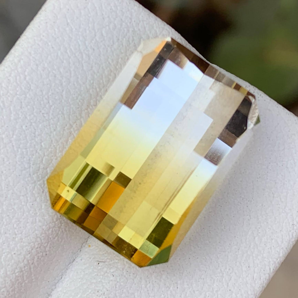 Natural Bicolour Citrine 17.81 Ct Pixel Cut Brazil Loose Gemstone Loupe Clean Untreated