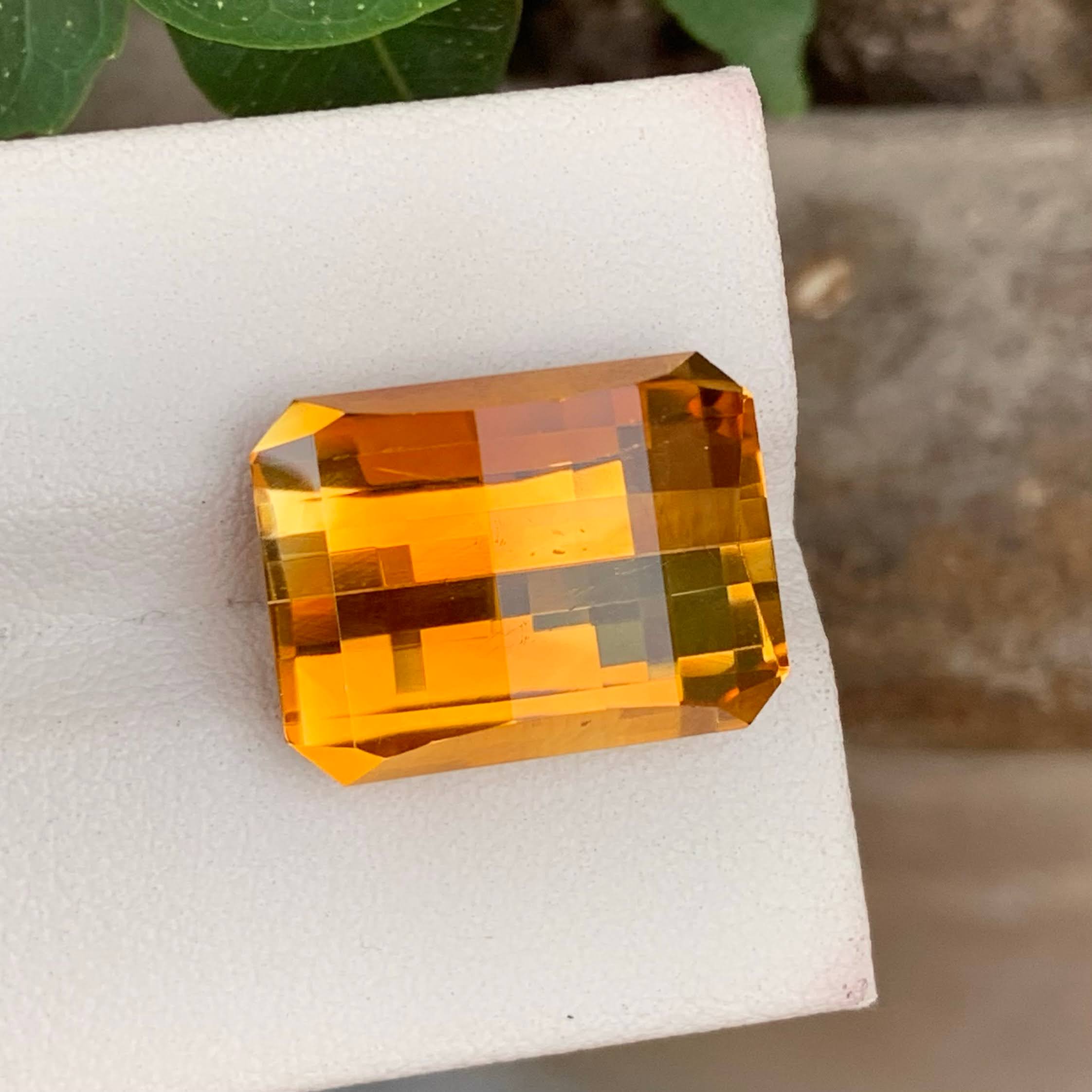Natural Pixel Cut Mandarin Citrine 13.53 Ct Loose Gemstone | Brazilian Citrine | VSI Untreated Designer Fine Jewelry Gem