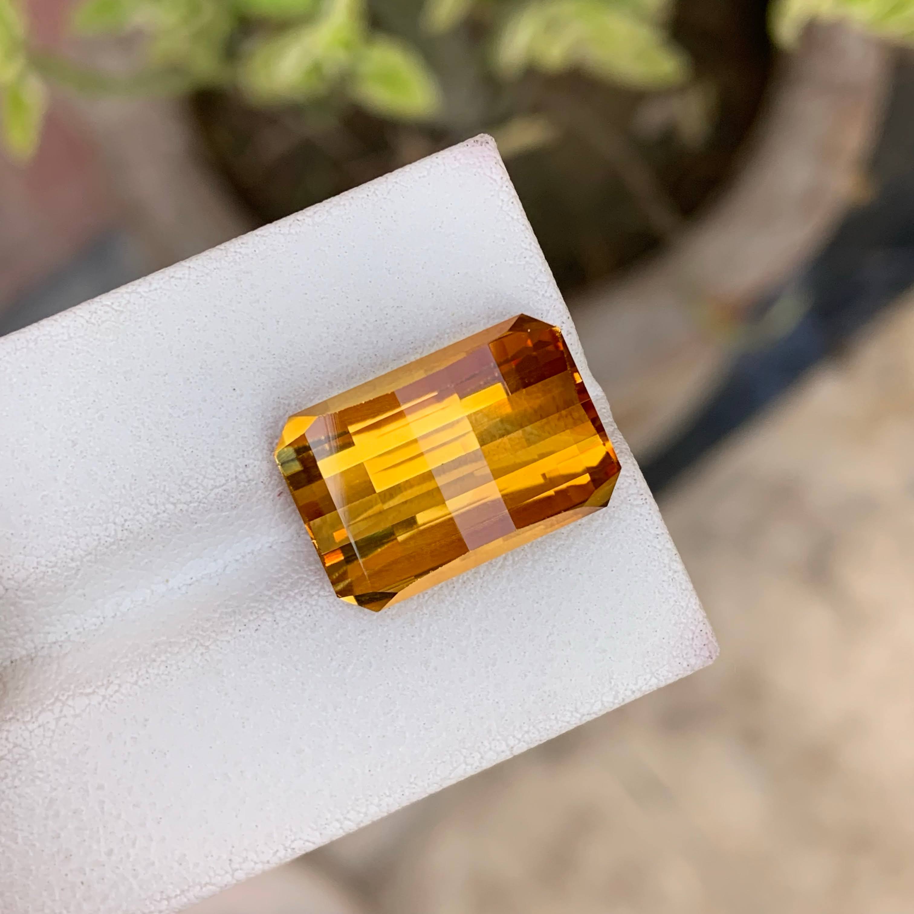 Natural Mandarin Citrine 11.46 Ct Pixel Cut Loose Gemstone | Eye Clean Brazil Citrine | Untreated Fine Jewelry Gem
