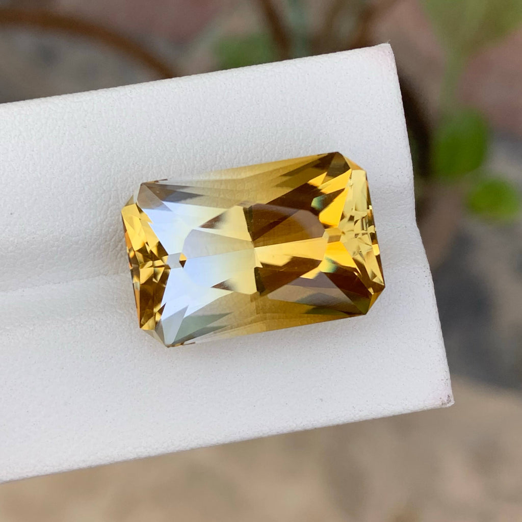 Natural Bicolour Citrine 20.92 Ct Brazil Pixel Cut Large Loose Gemstone Loupe Clean Yellow Citrine