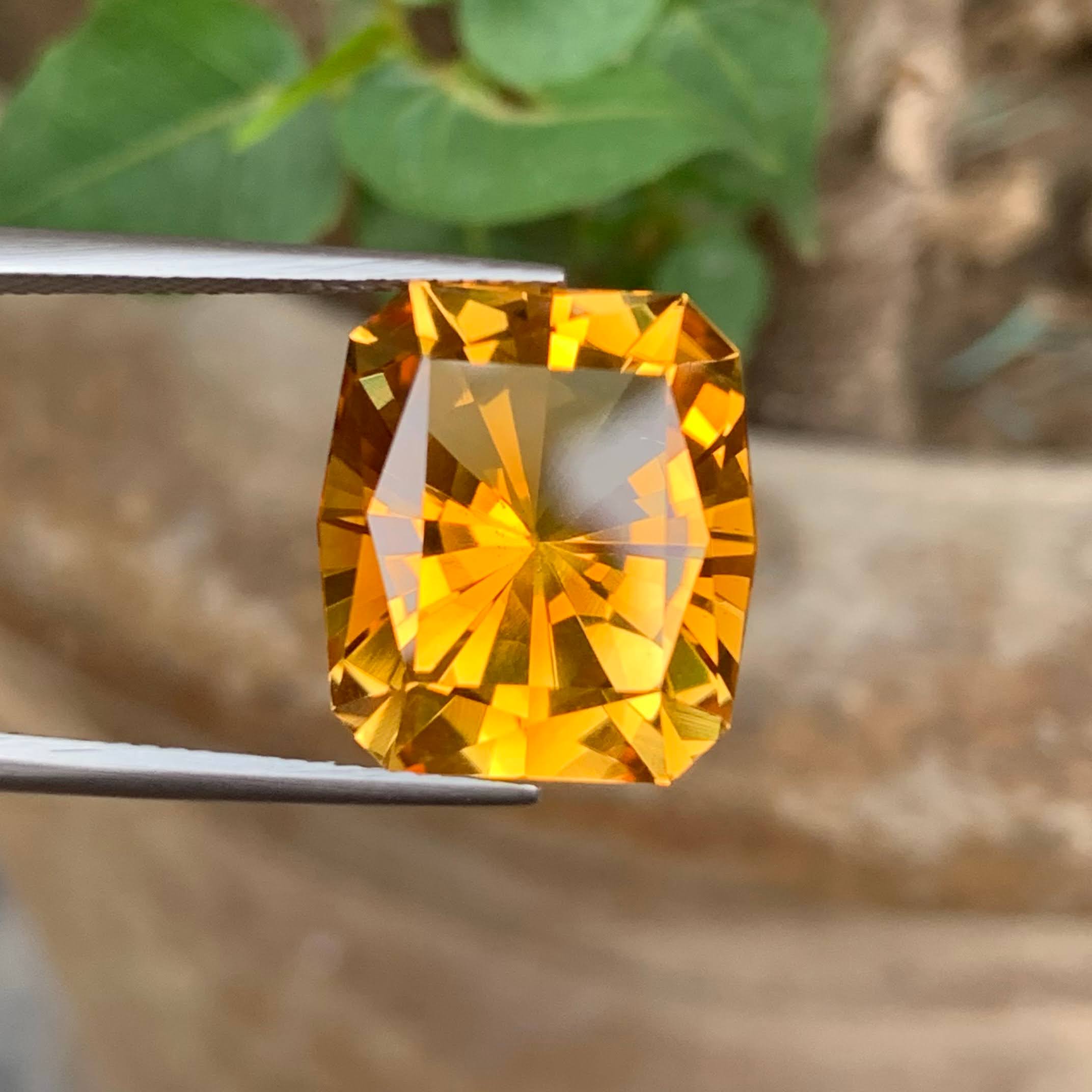 Natural Mandarin Citrine 13.33 Ct Fancy Cut Loose Gemstone | Loupe Clean Brazilian Citrine | Untreated Orange Fine Jewelry Gem