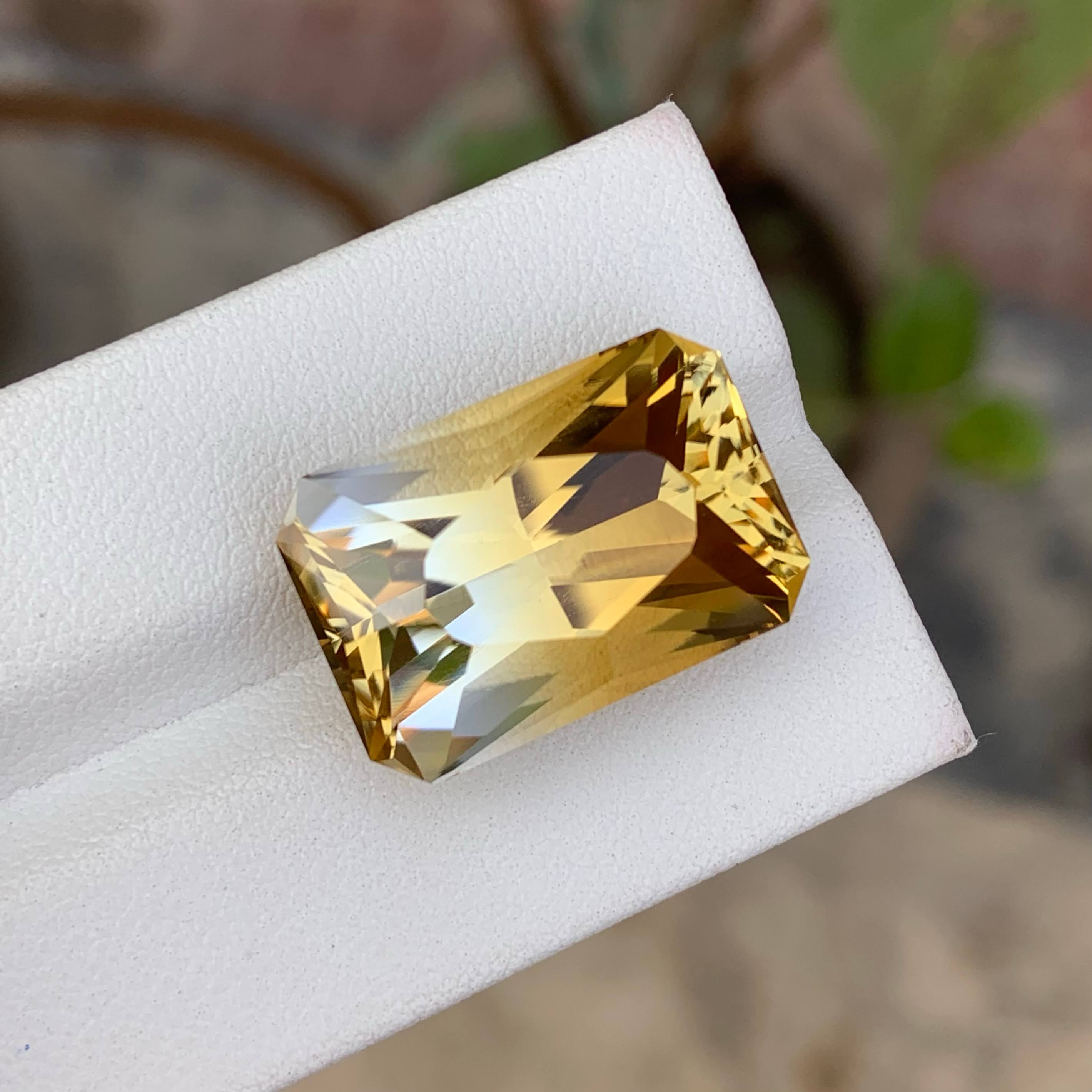 Natural Bicolour Citrine 20.92 Ct Brazil Pixel Cut Large Loose Gemstone Loupe Clean Yellow Citrine