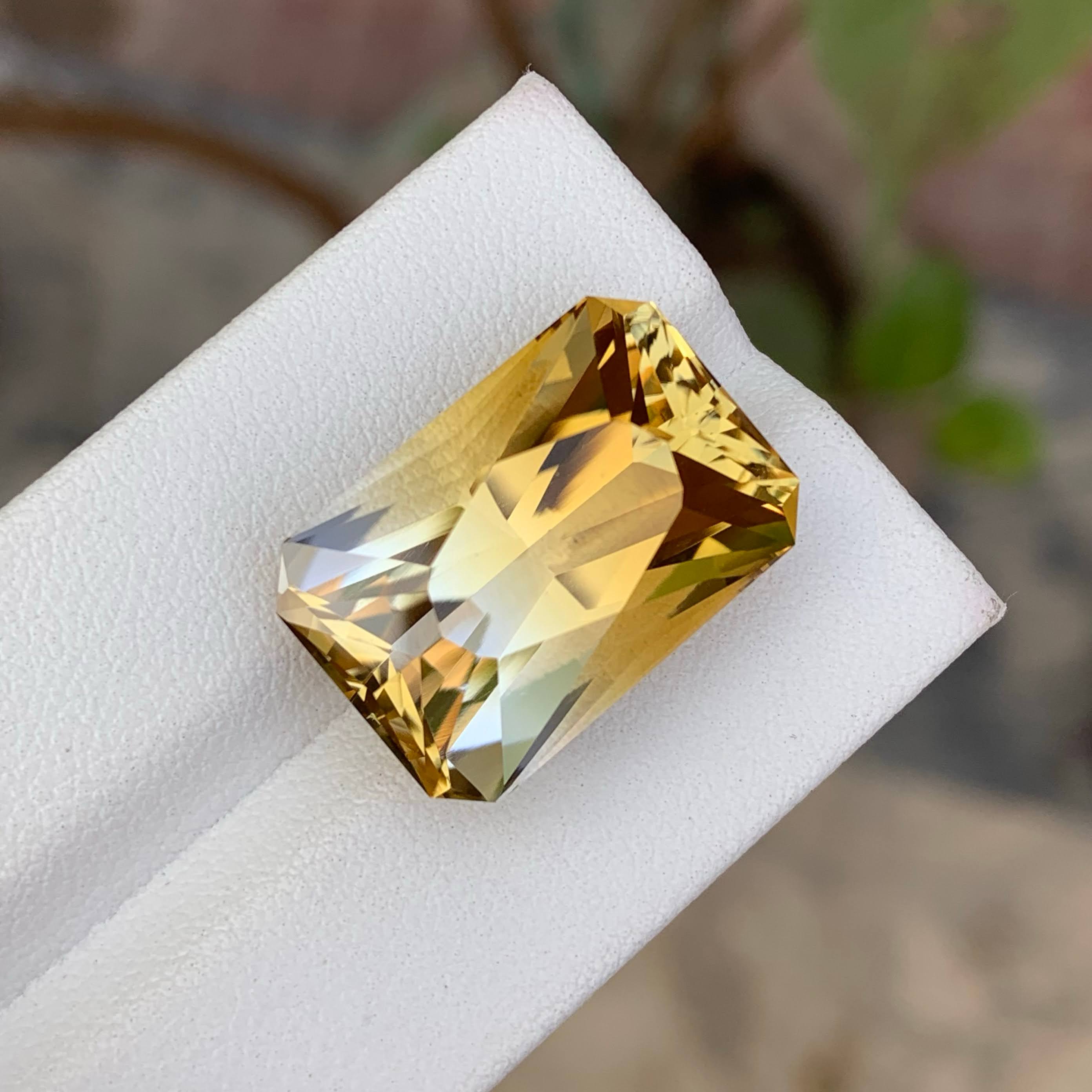 Natural Bicolour Citrine 20.92 Ct Brazil Pixel Cut Large Loose Gemstone Loupe Clean Yellow Citrine