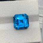 Natural Electric Blue Topaz 12.98 Ct Asscher Cut Loose Gemstone | Brazil Blue Topaz | Loupe Clean Heated Gem for Jewelry