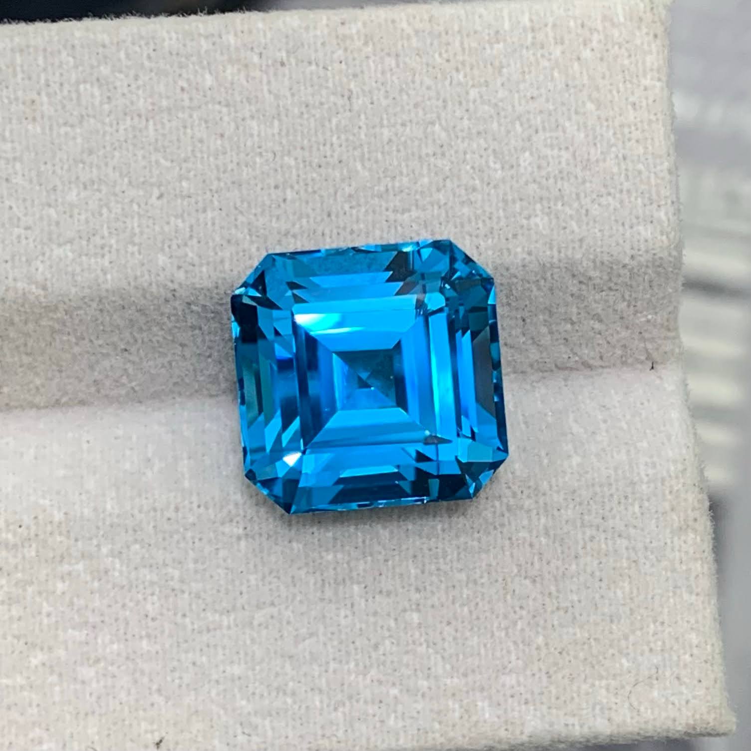 Natural Electric Blue Topaz 12.98 Ct Asscher Cut Loose Gemstone | Brazil Blue Topaz | Loupe Clean Heated Gem for Jewelry