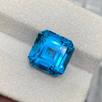Natural Electric Blue Topaz 12.98 Ct Asscher Cut Loose Gemstone | Brazil Blue Topaz | Loupe Clean Heated Gem for Jewelry